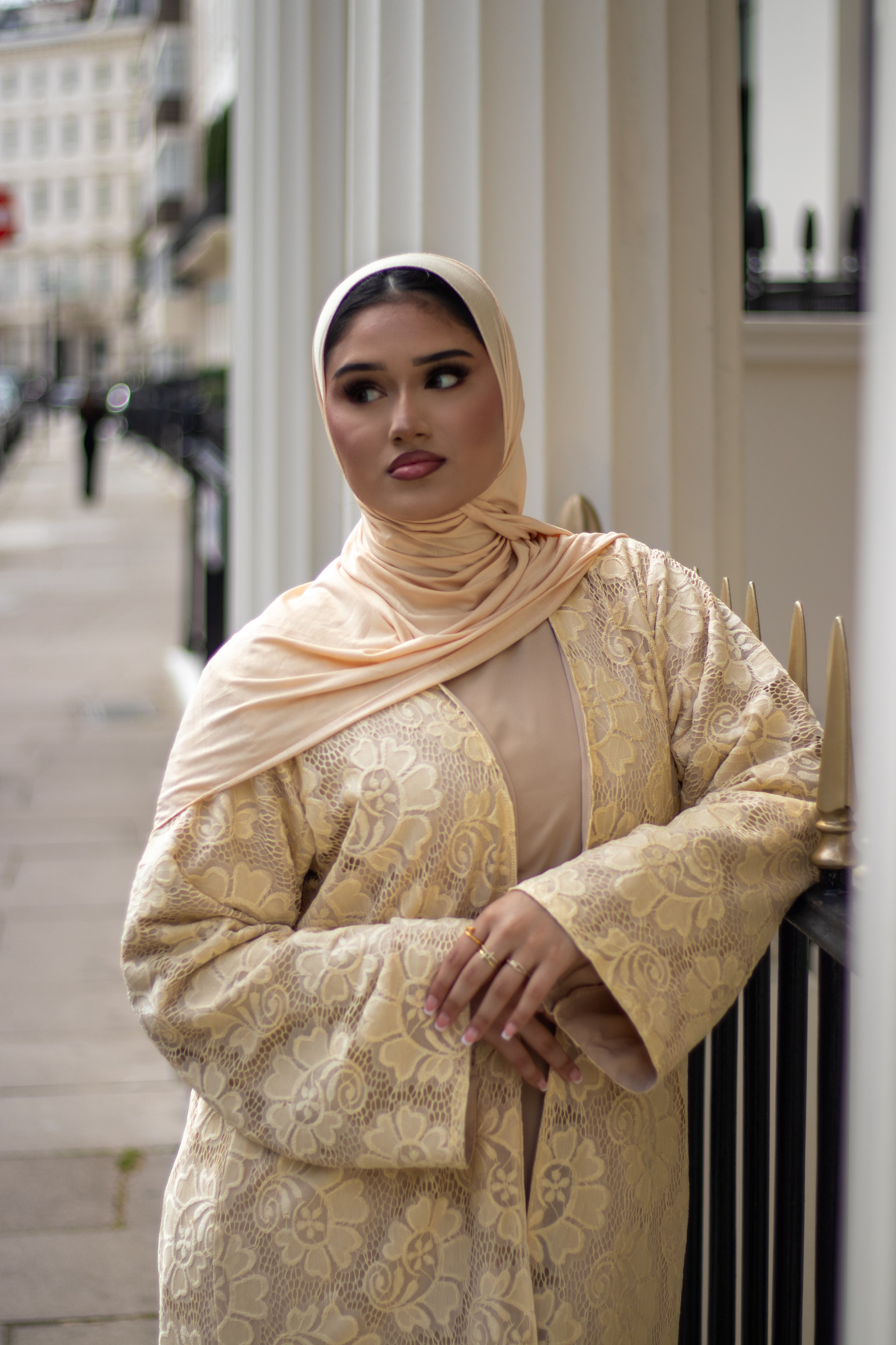 Amal Lace Avaya Ivory with Jersey Hijab and Slipdress