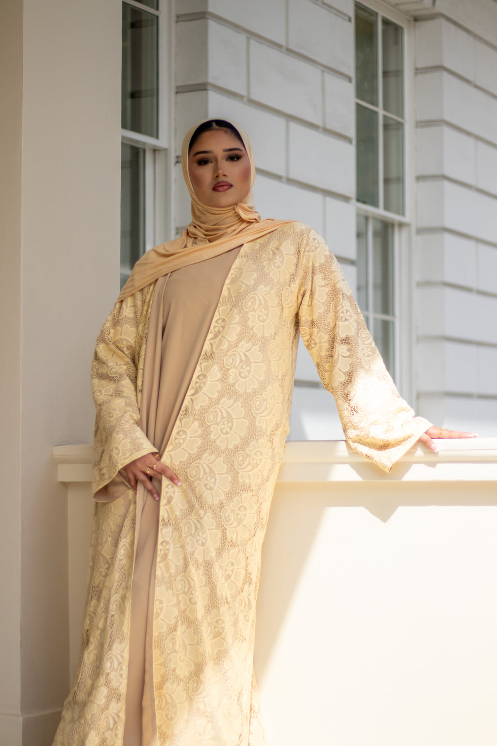 Amal Lace Avaya Ivory with Jersey Hijab and Slipdress
