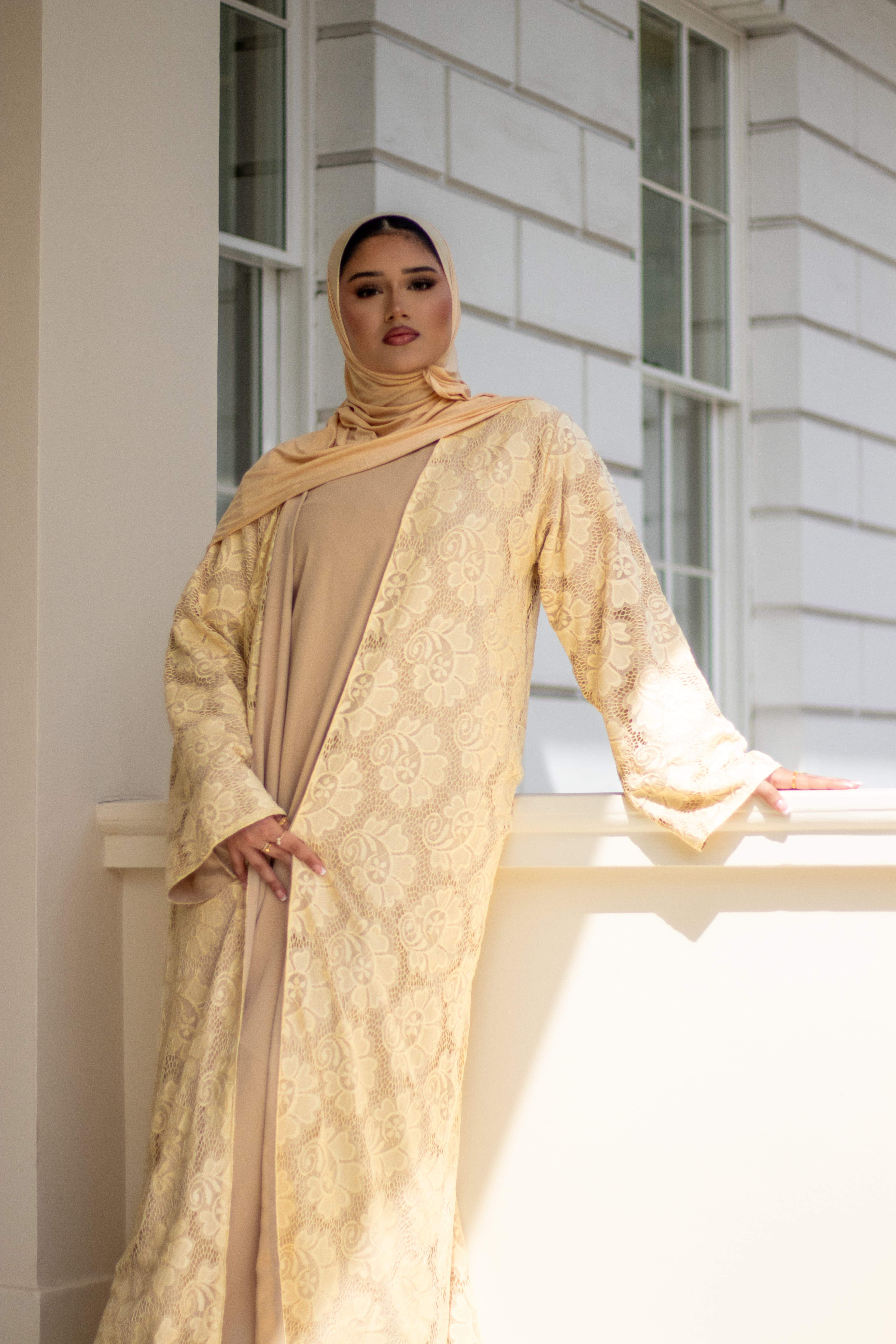 Amal Lace Avaya Ivory with Jersey Hijab and Slipdress