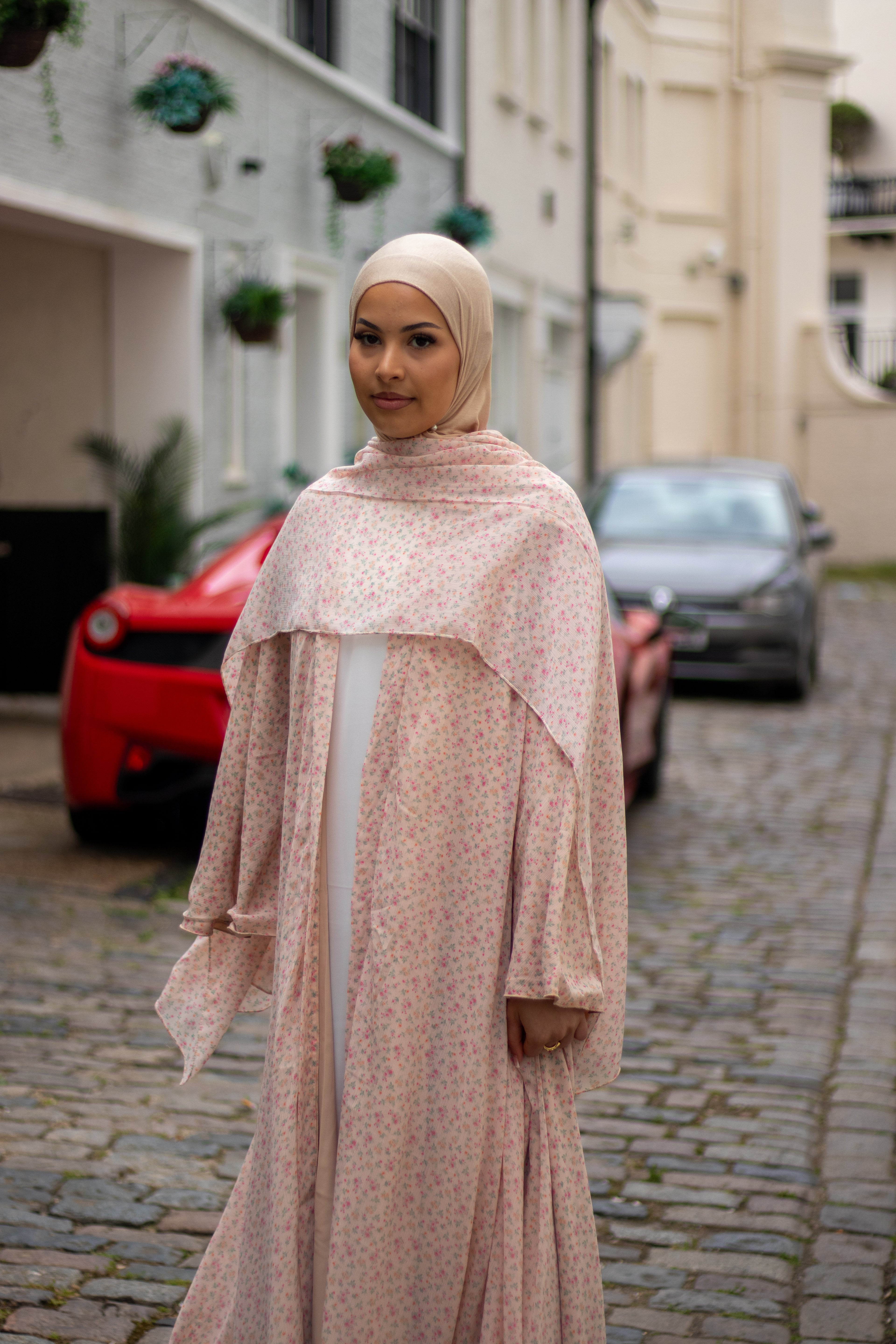Jannah Abaya Floral with Jersey Hijab + Patterned Hijab