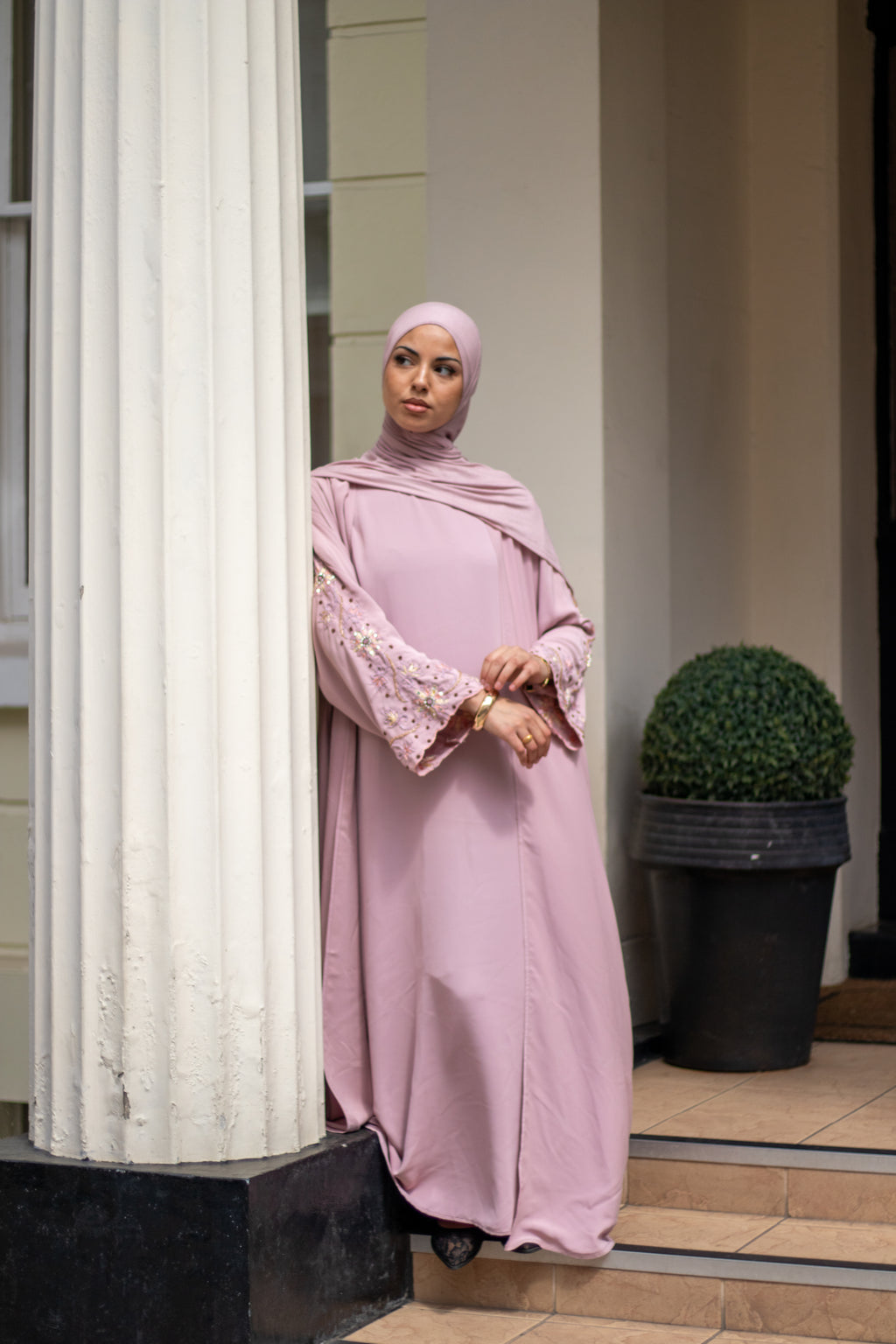 Laila Abaya Embellishment Slipdress and Jersey Hijab
