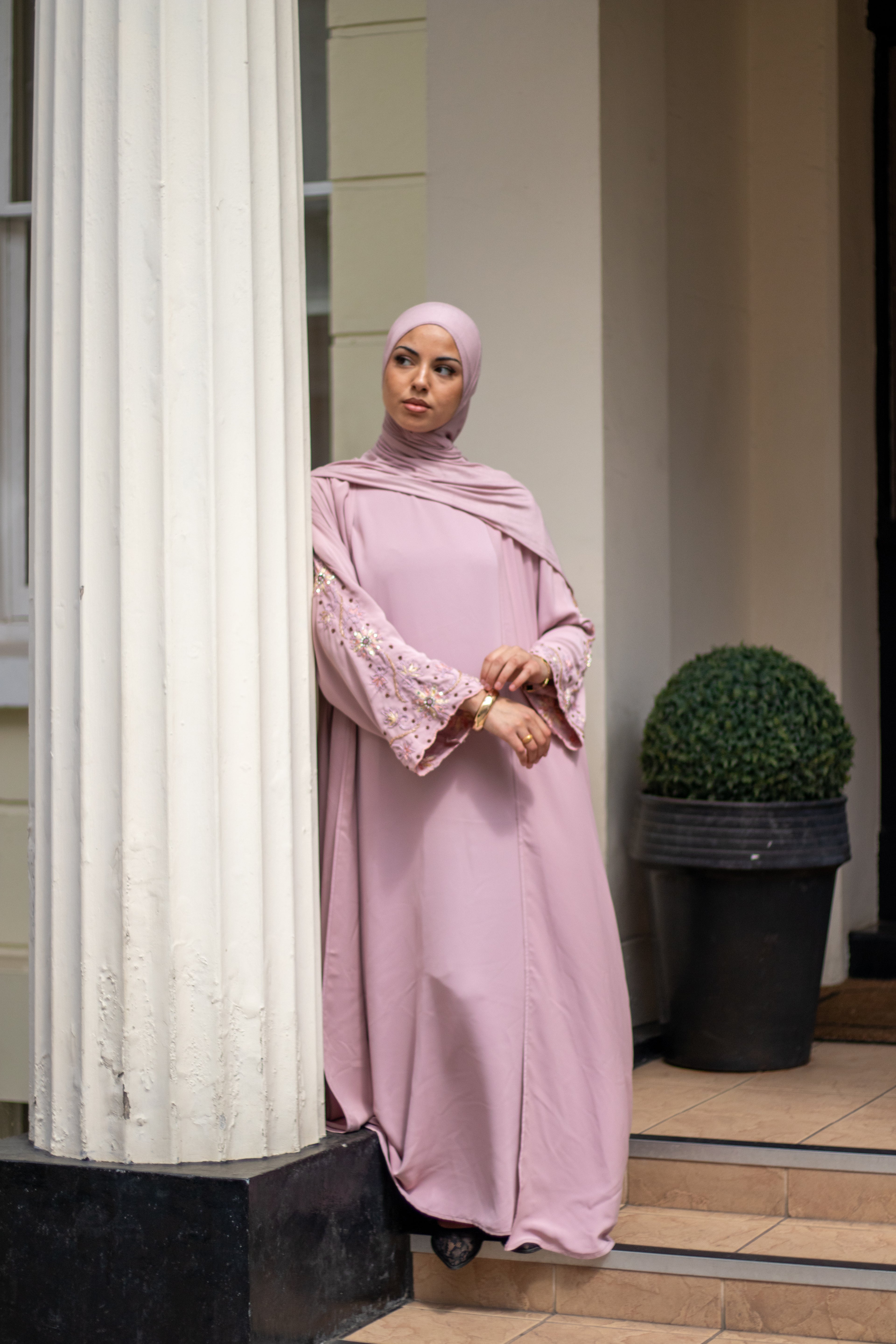 Laila Abaya Embellishment Slipdress and Jersey Hijab