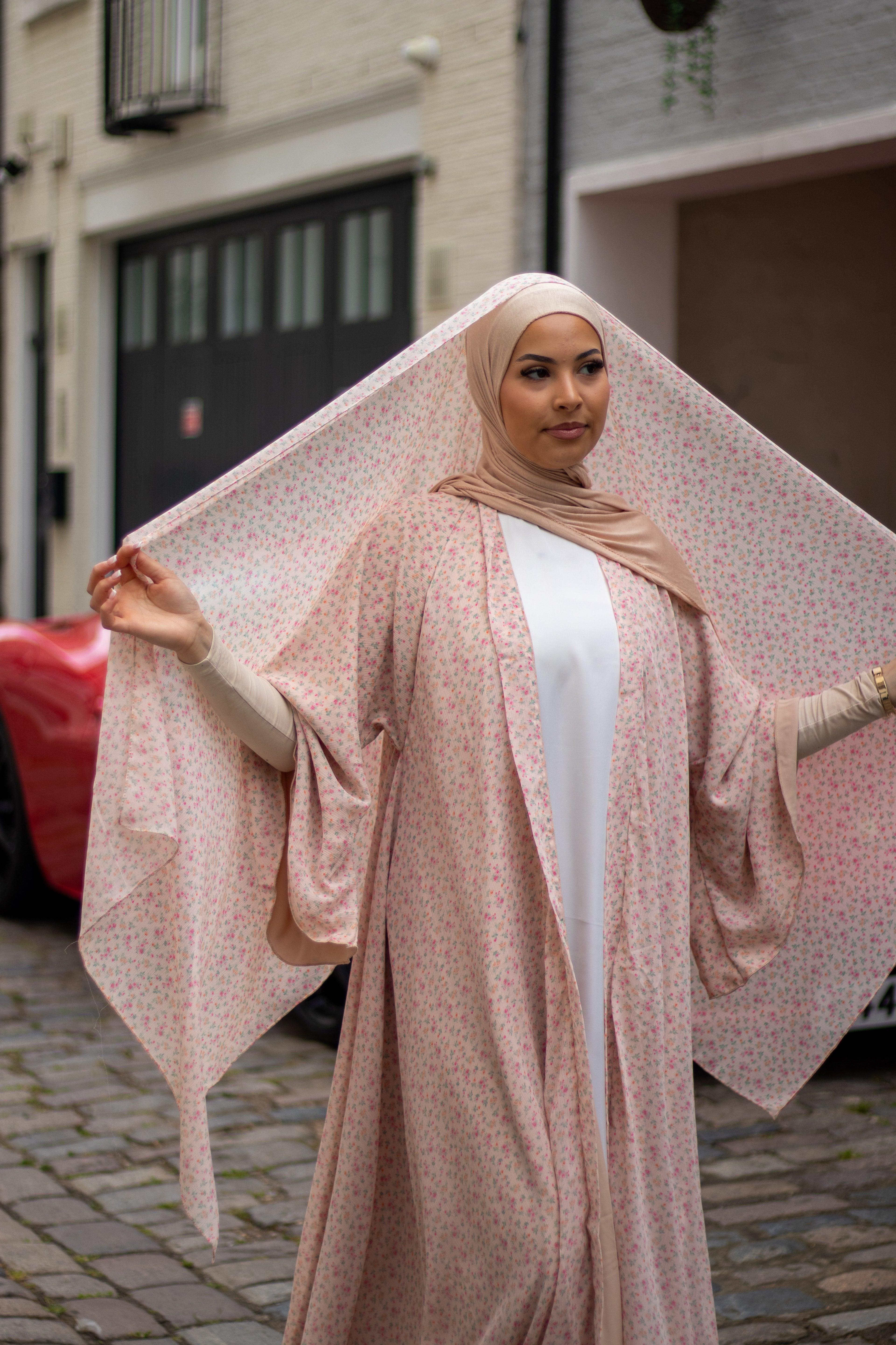 Jannah Abaya Floral with Jersey Hijab + Patterned Hijab