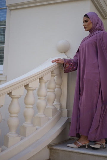 Haya Embellished Nida Abaya with Slip and Jersey Hijab