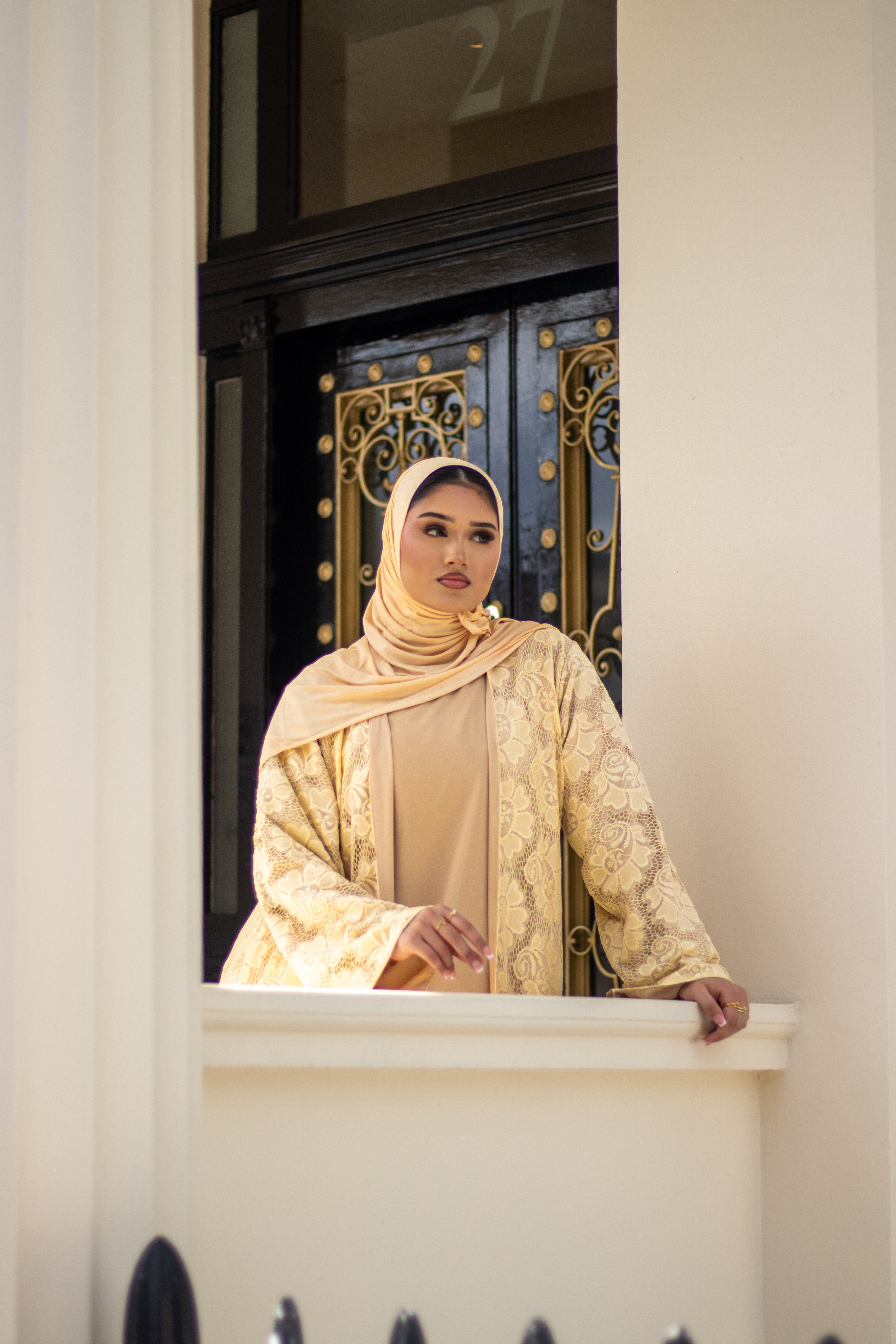Amal Lace Avaya Ivory with Jersey Hijab and Slipdress