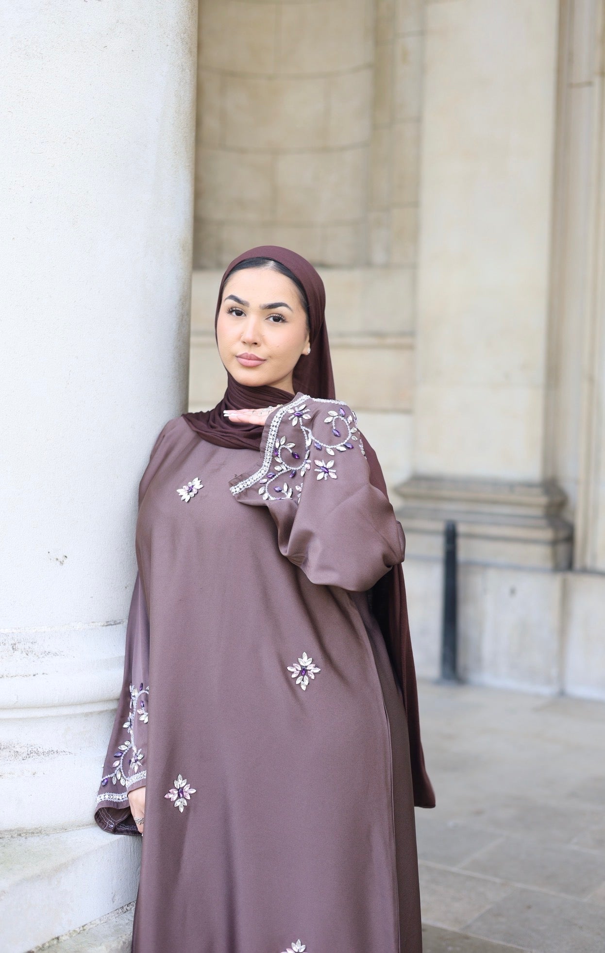 Nour Eid/Ramadan Embellishment Gemstone Abaya with Hijab