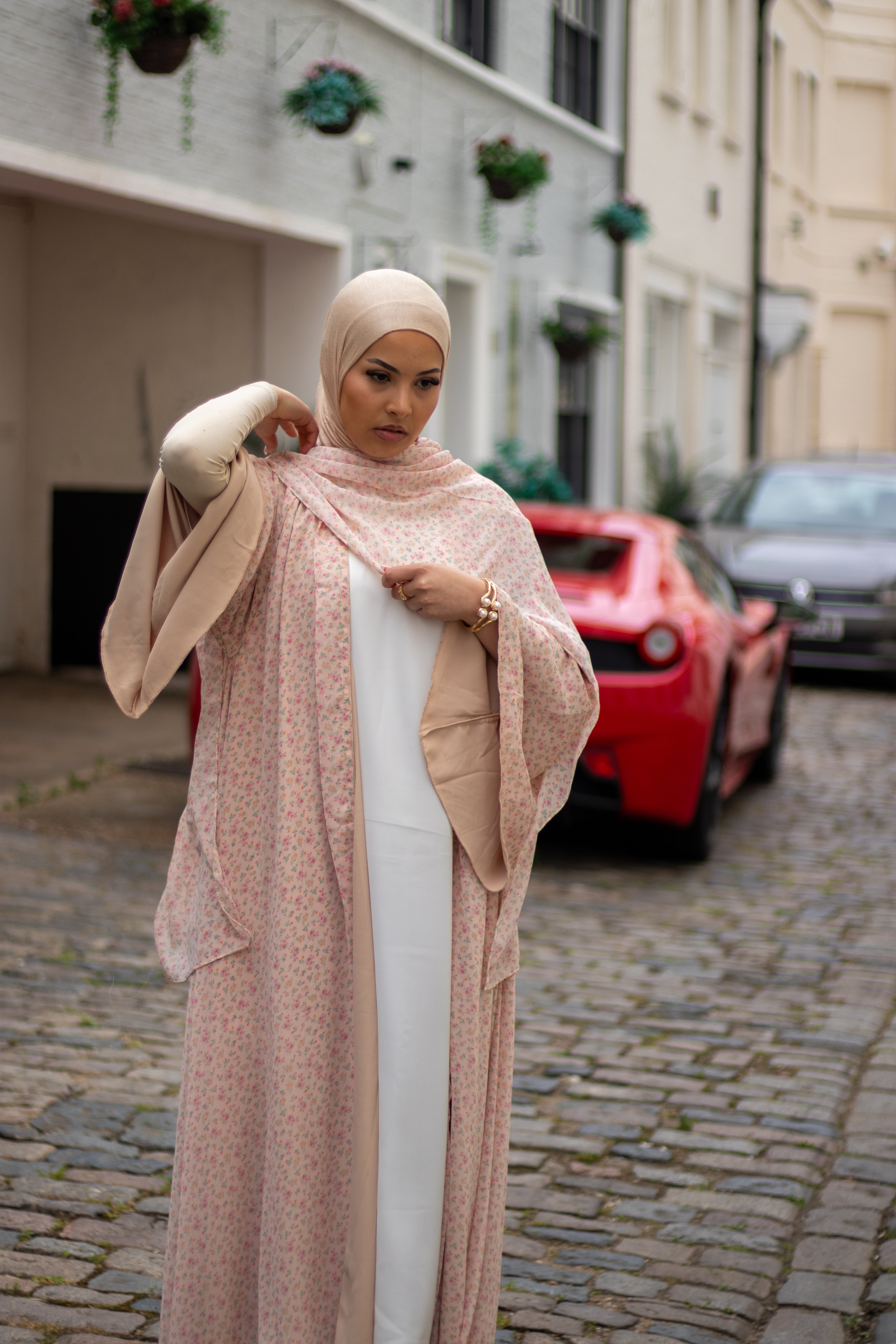 Jannah Abaya Floral with Jersey Hijab + Patterned Hijab