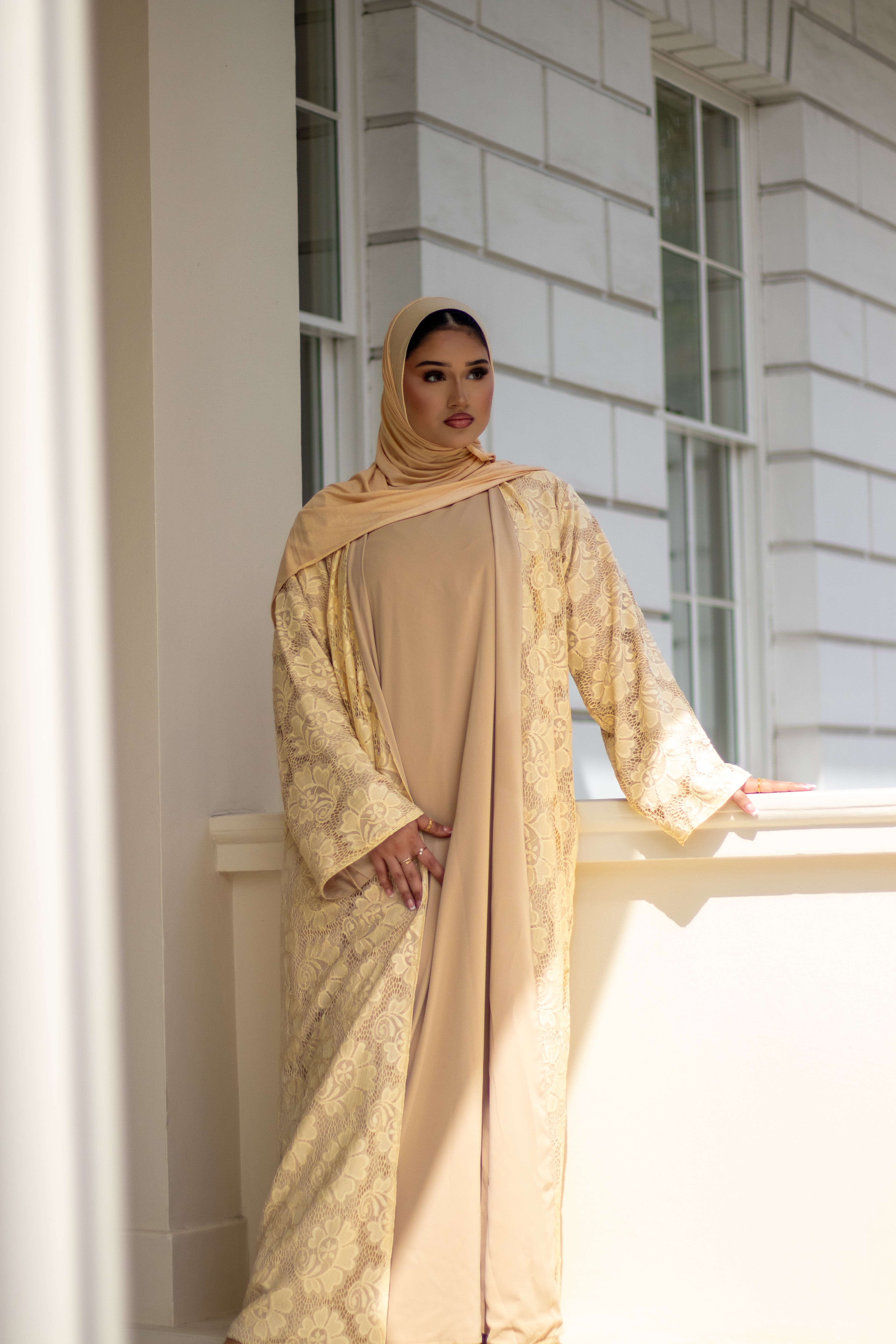 Amal Lace Avaya Ivory with Jersey Hijab and Slipdress