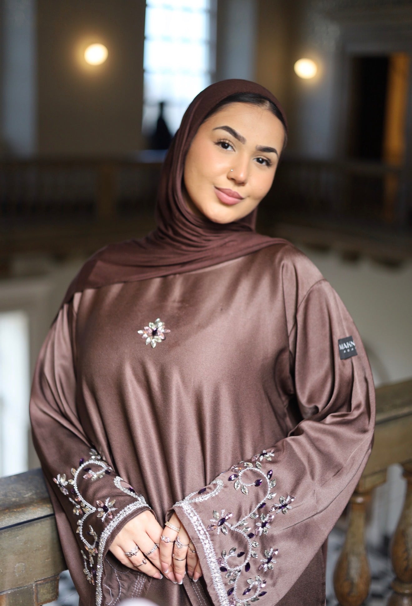 Nour Eid/Ramadan Embellishment Gemstone Abaya with Hijab