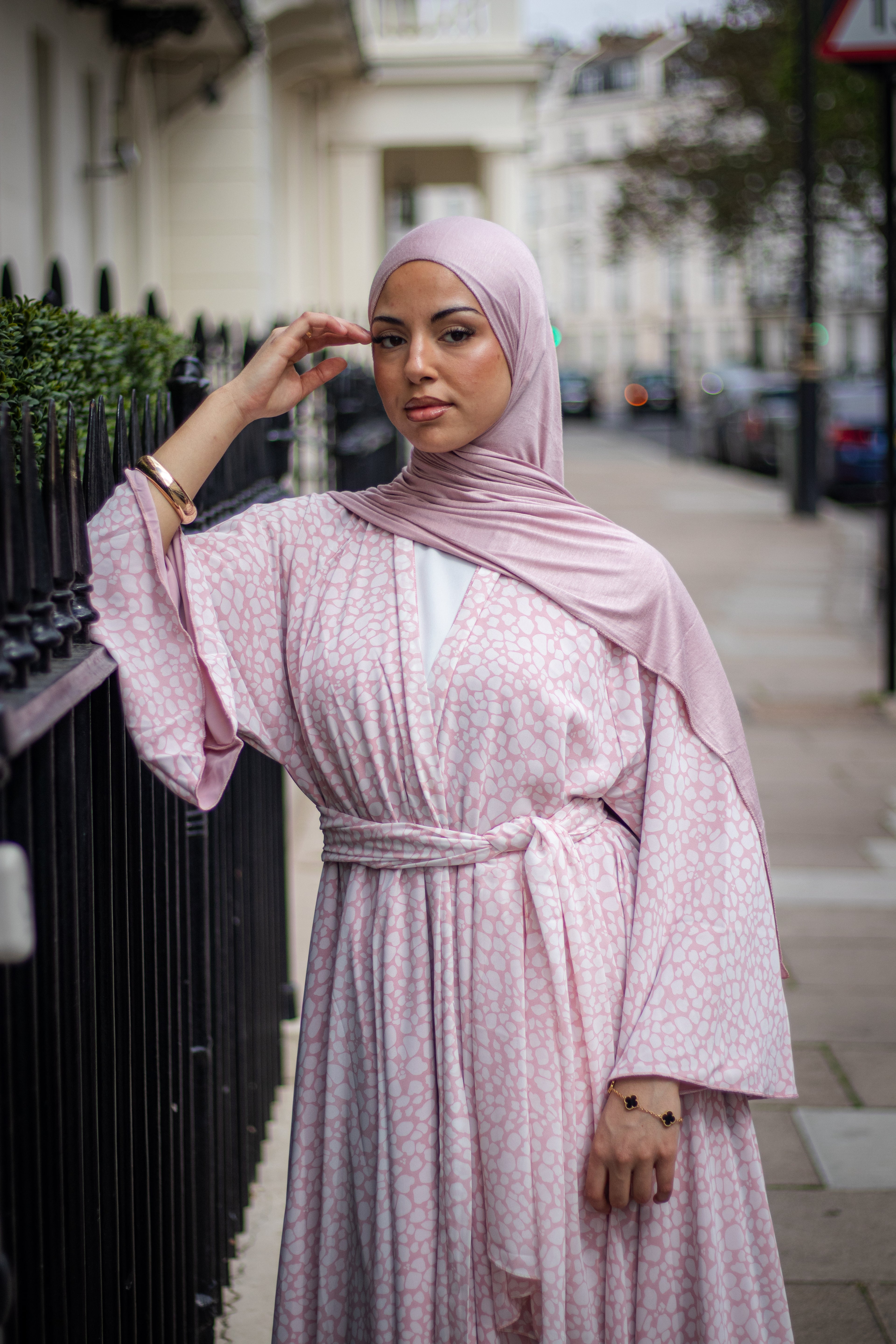 Malak Abaya with Jersey Hijab + Patterned Hijab
