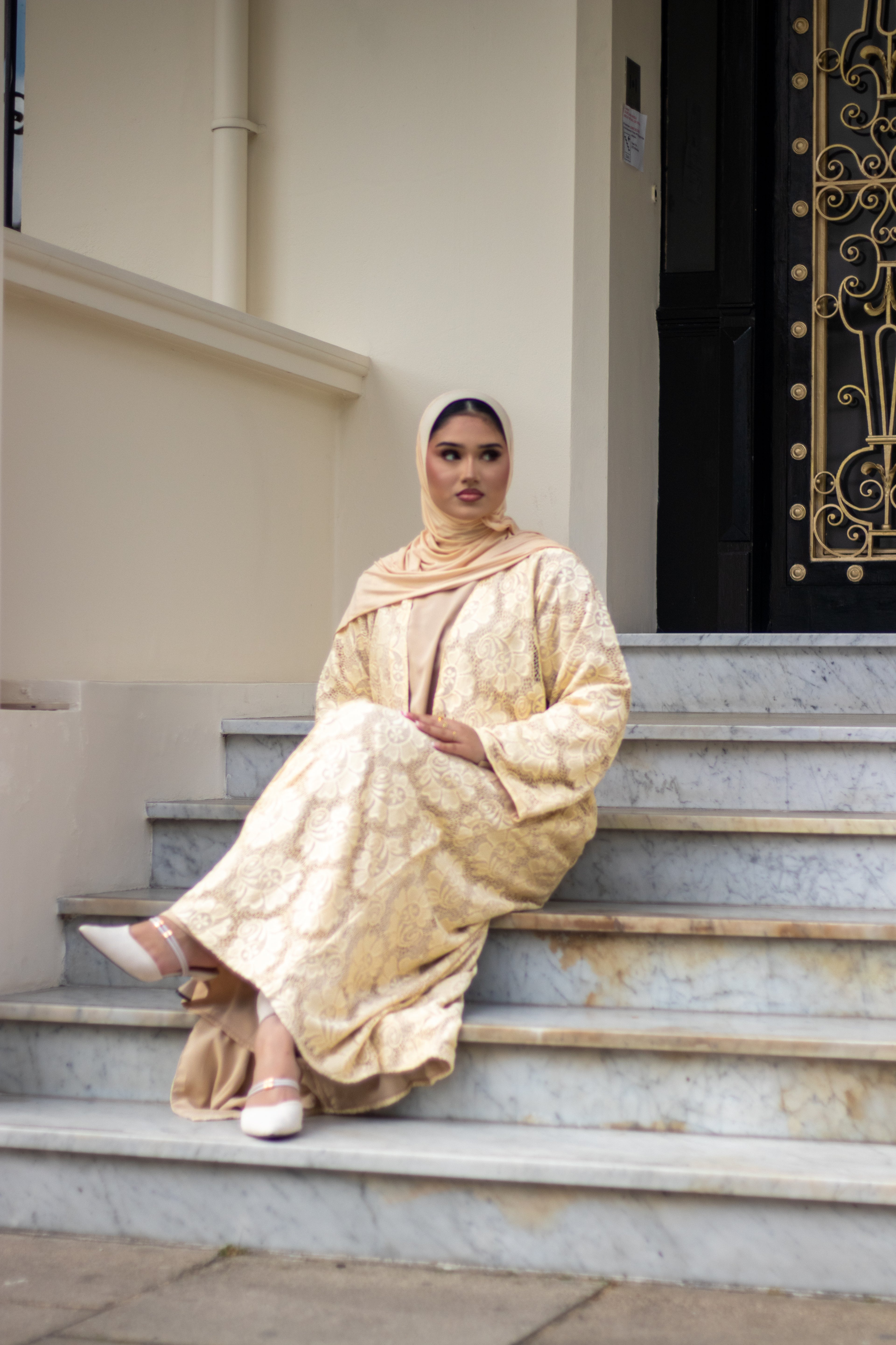 Amal Lace Avaya Ivory with Jersey Hijab and Slipdress