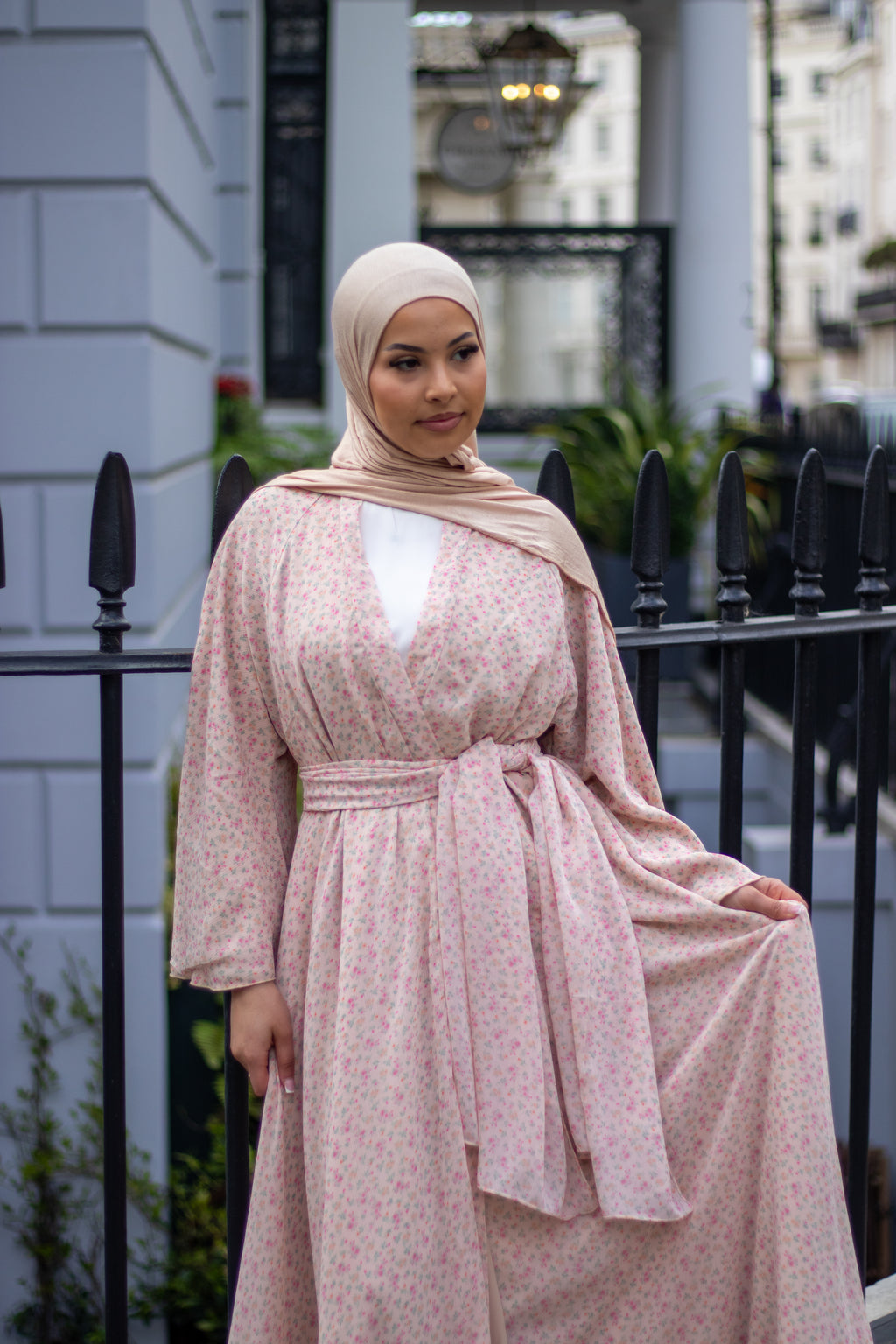 Jannah Abaya Floral with Jersey Hijab + Patterned Hijab