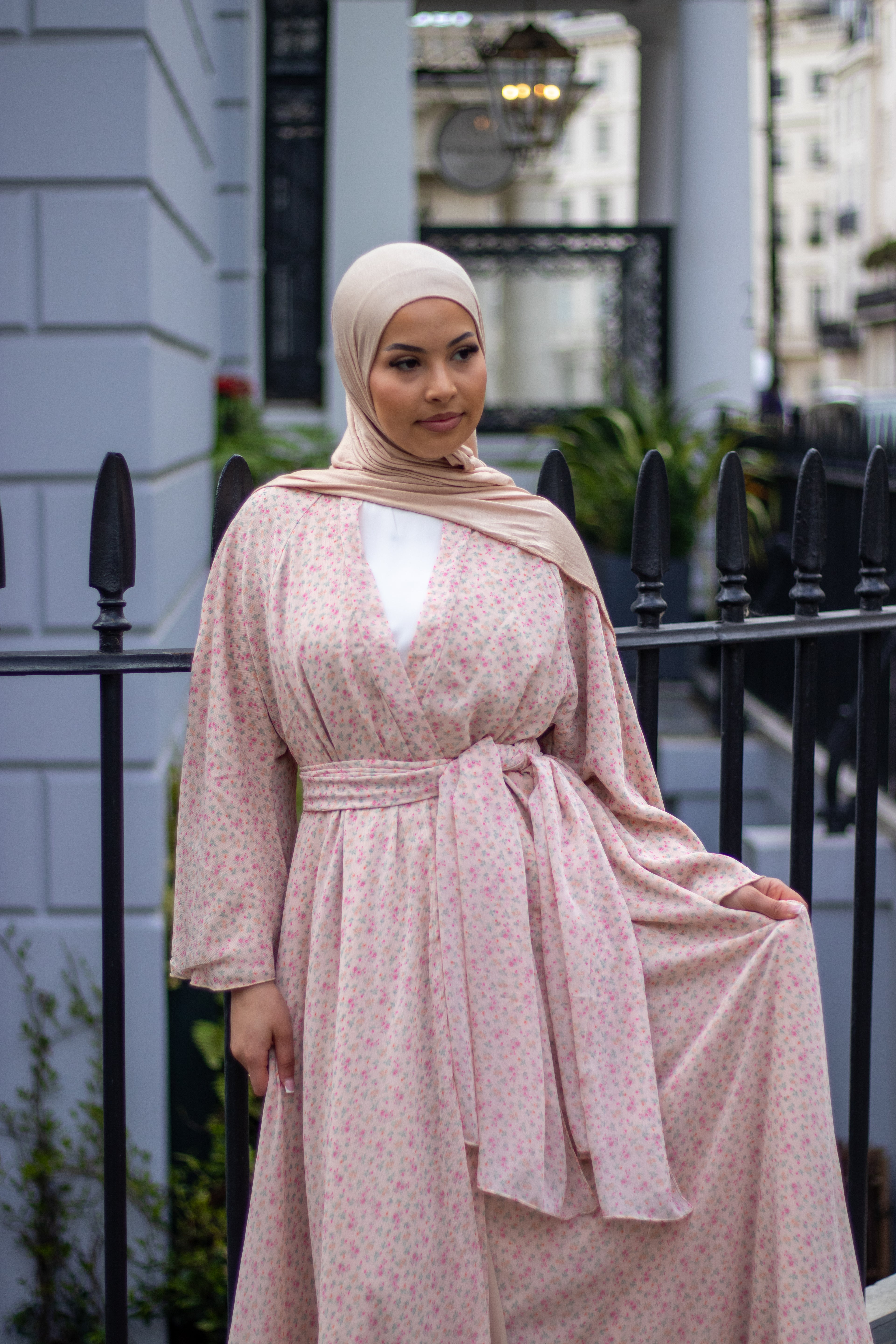 Jannah Abaya Floral with Jersey Hijab + Patterned Hijab