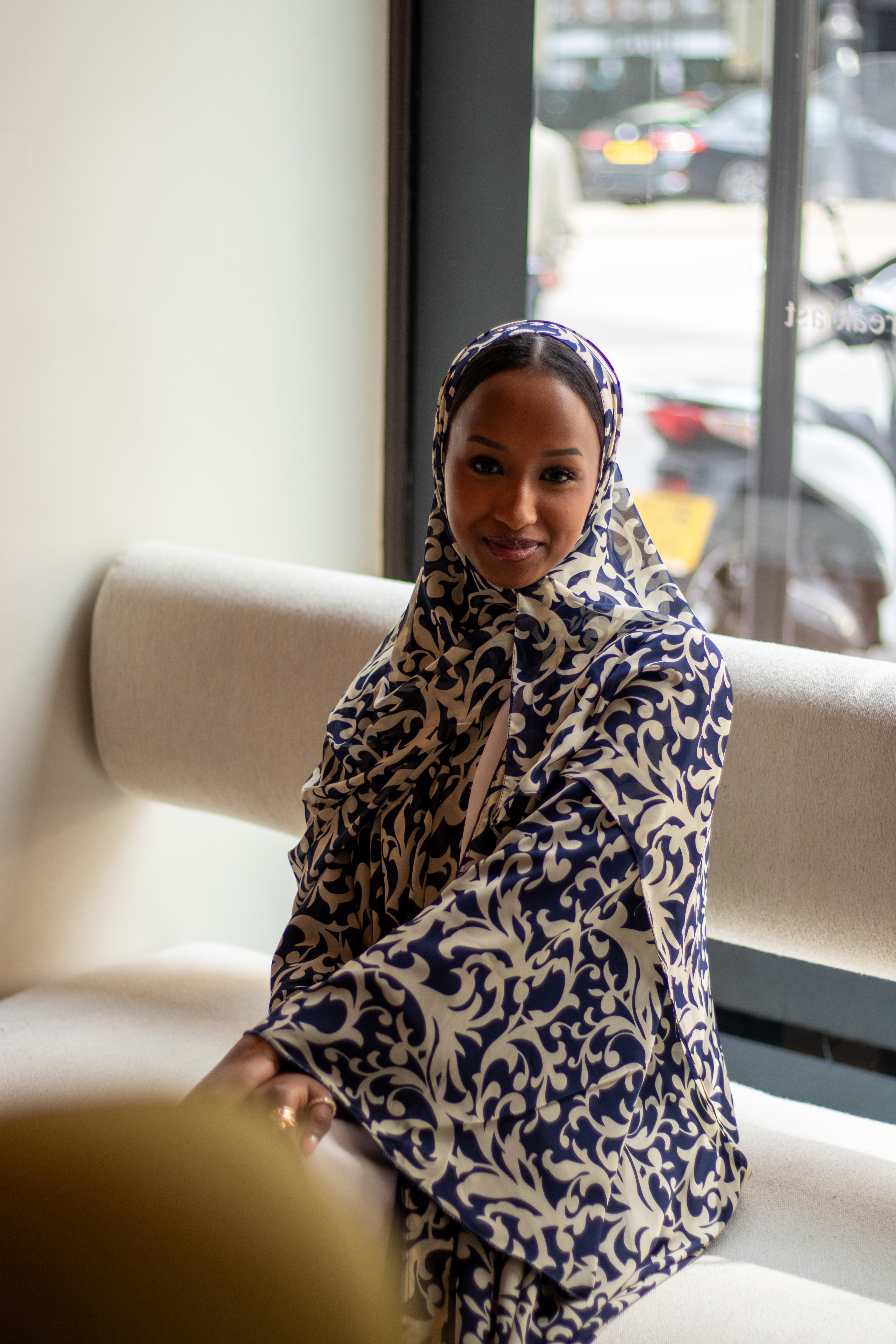 Sabah Abaya with Jersey and Chiffon Hijab + Patterned Hijab