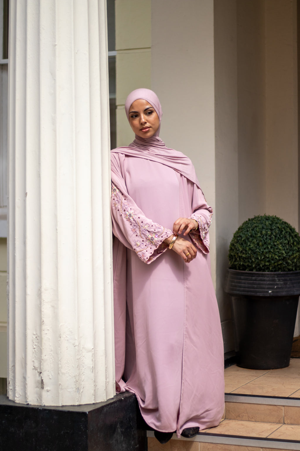 Laila Abaya Embellishment Slipdress and Jersey Hijab