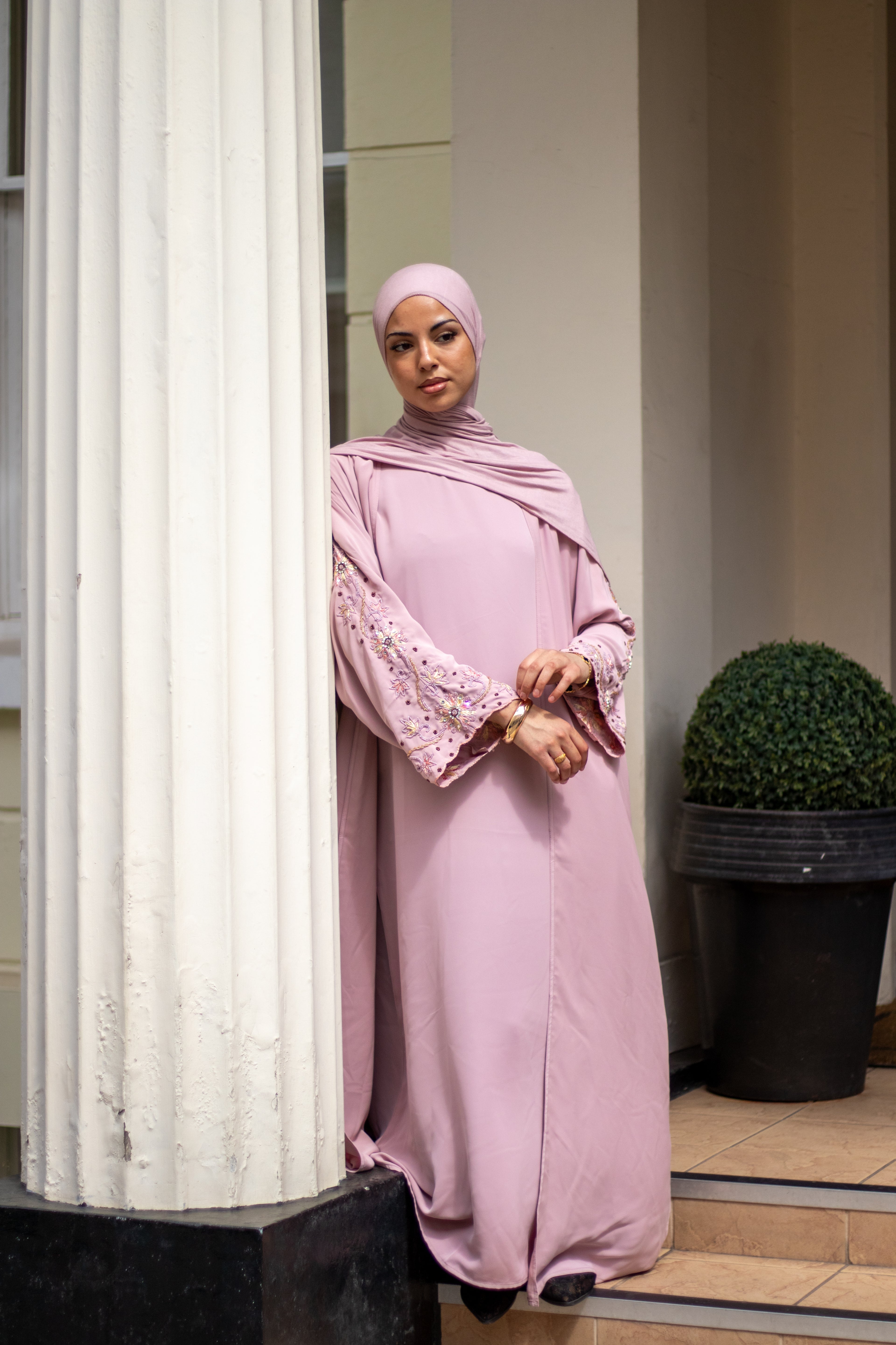 Laila Abaya Embellishment Slipdress and Jersey Hijab