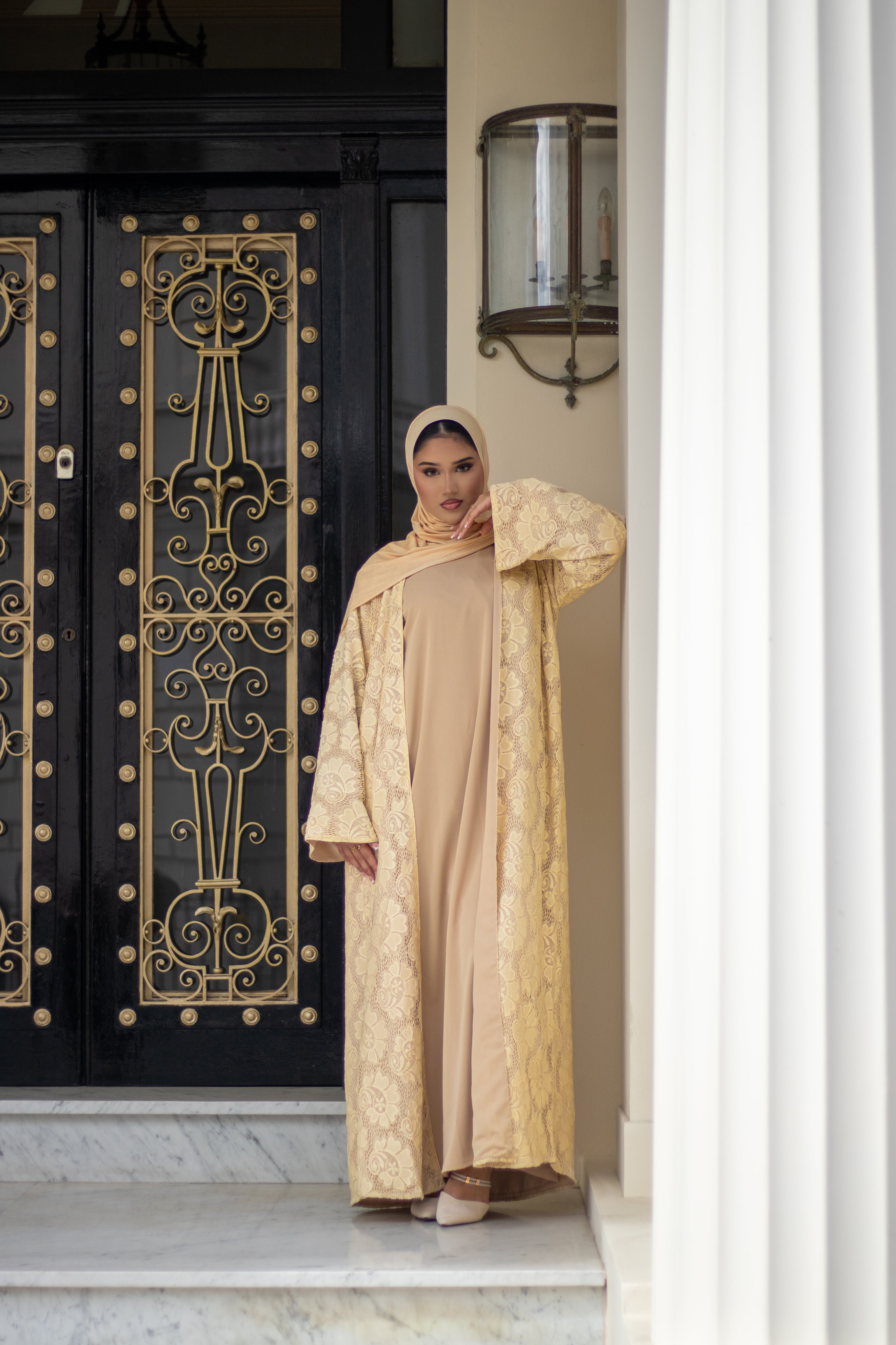 Amal Lace Avaya Ivory with Jersey Hijab and Slipdress