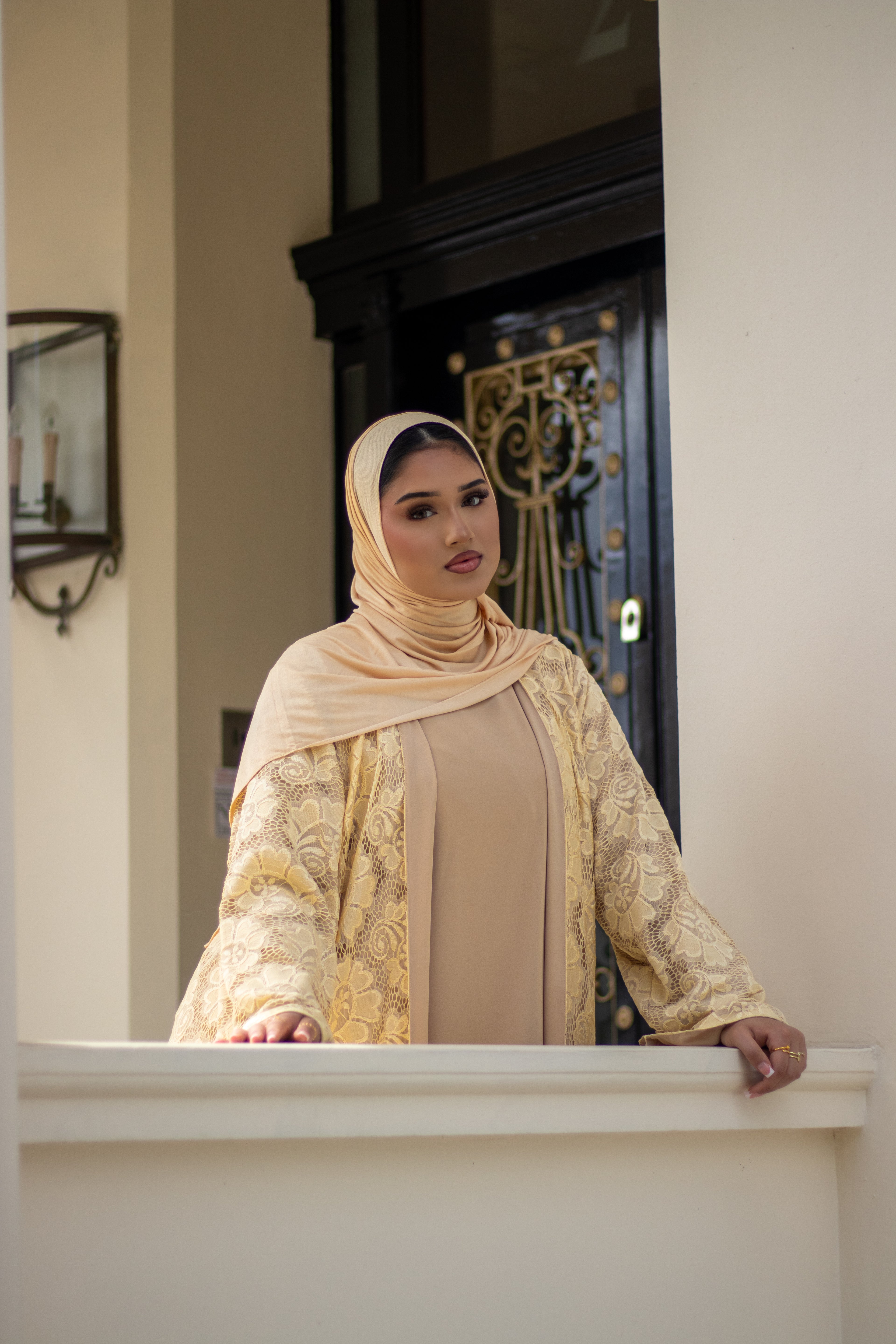 Amal Lace Avaya Ivory with Jersey Hijab and Slipdress