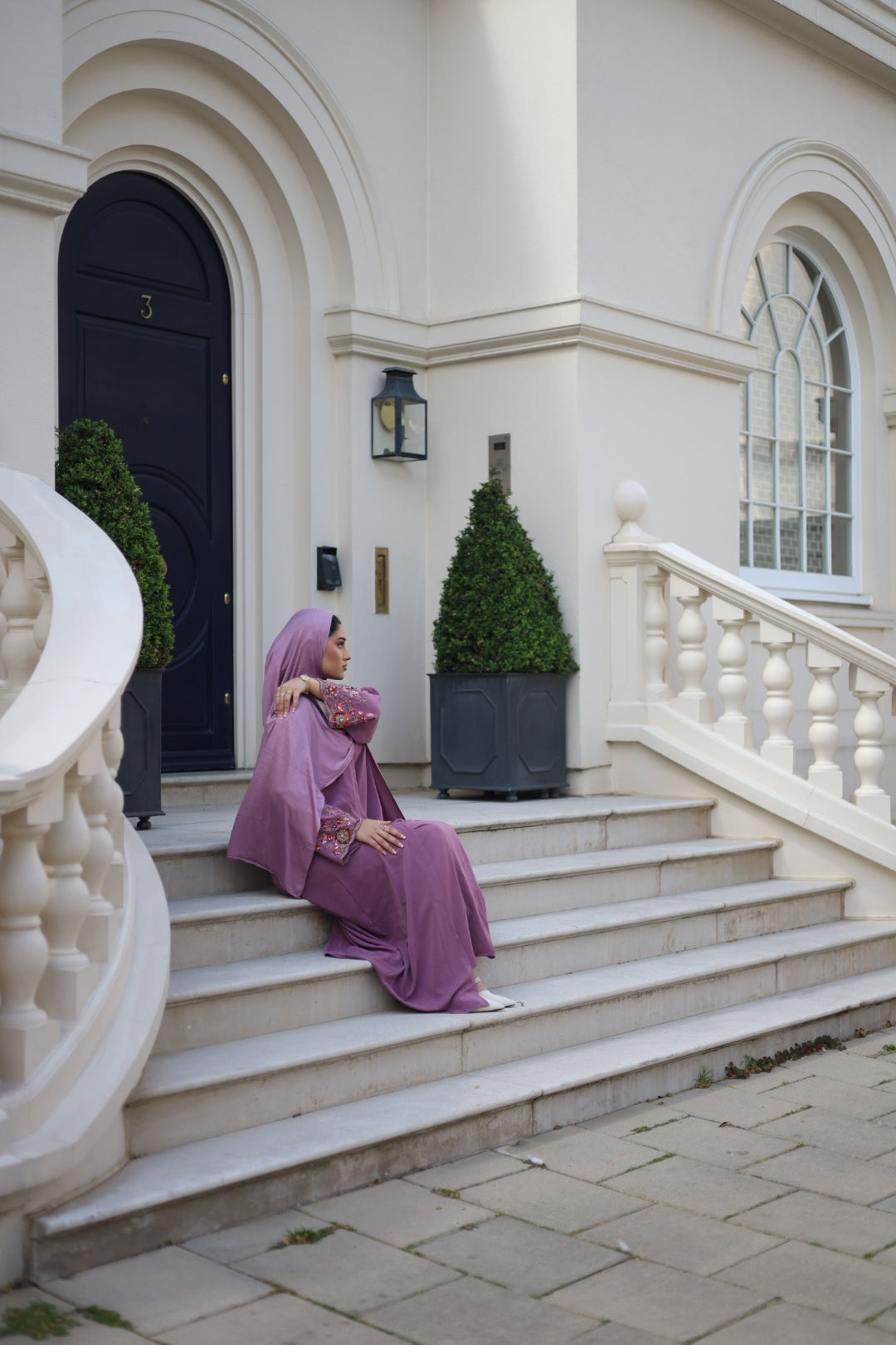 Haya Embellished Nida Abaya with Slip and Jersey Hijab