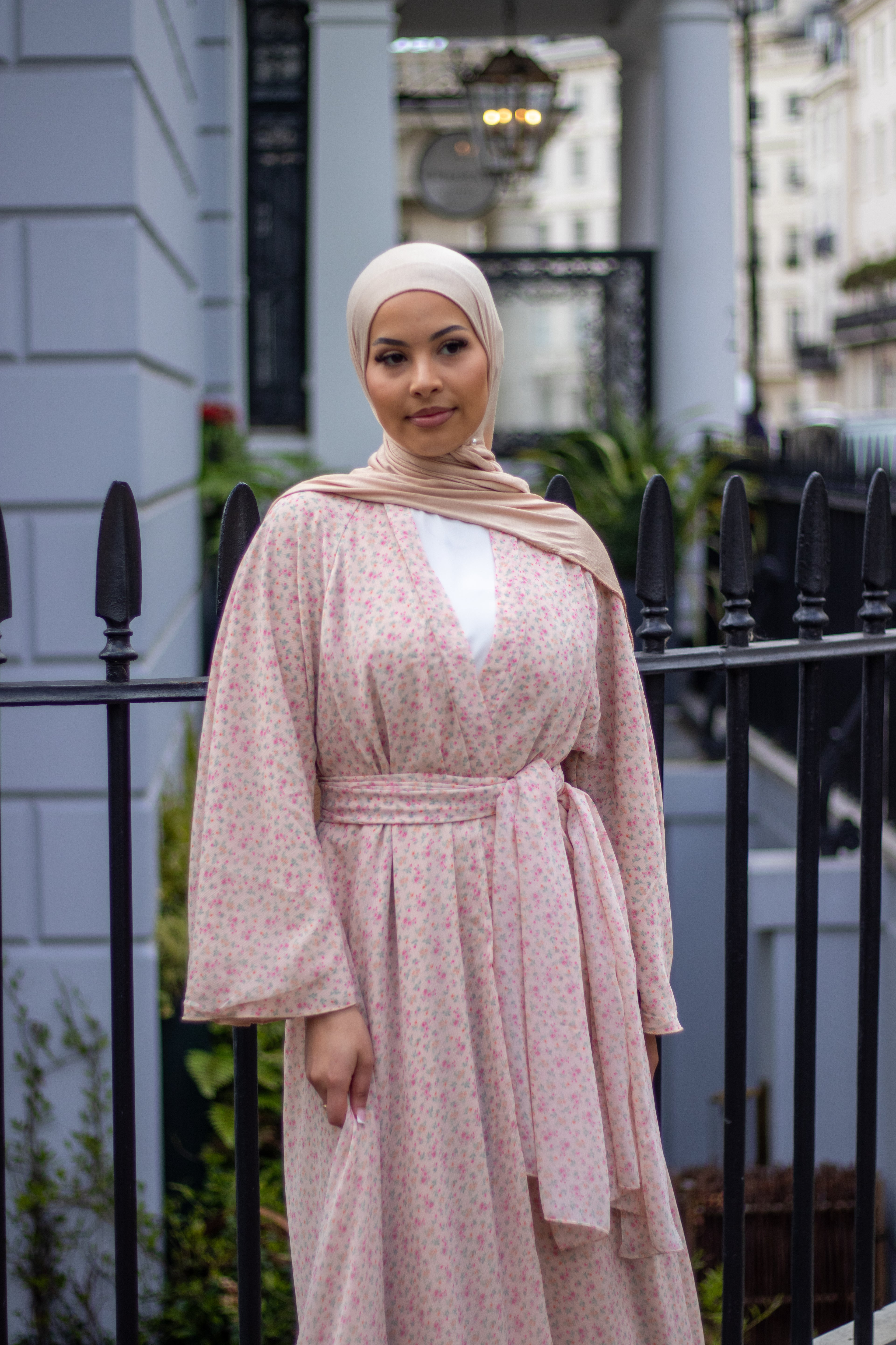 Jannah Abaya Floral with Jersey Hijab + Patterned Hijab