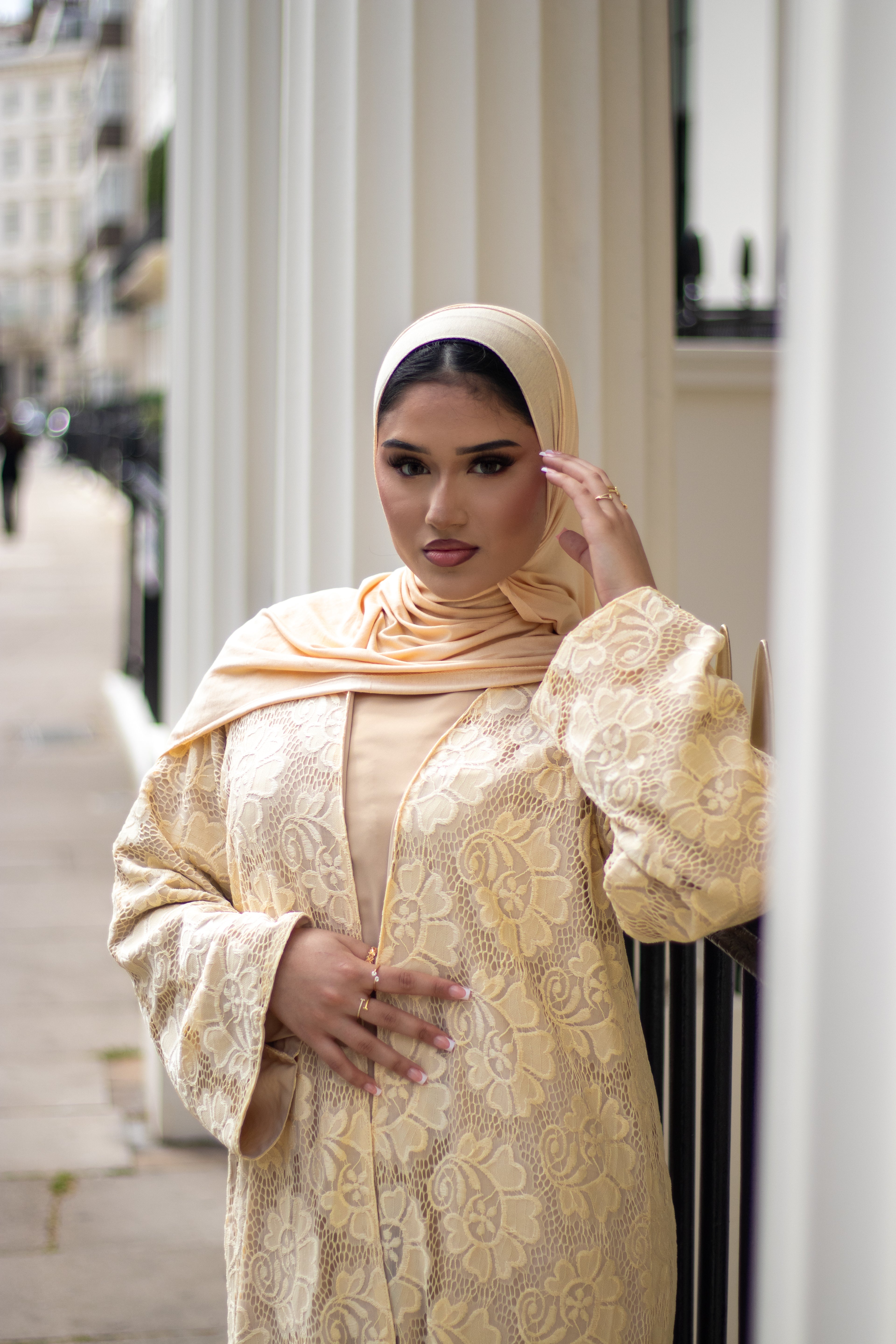 Amal Lace Avaya Ivory with Jersey Hijab and Slipdress