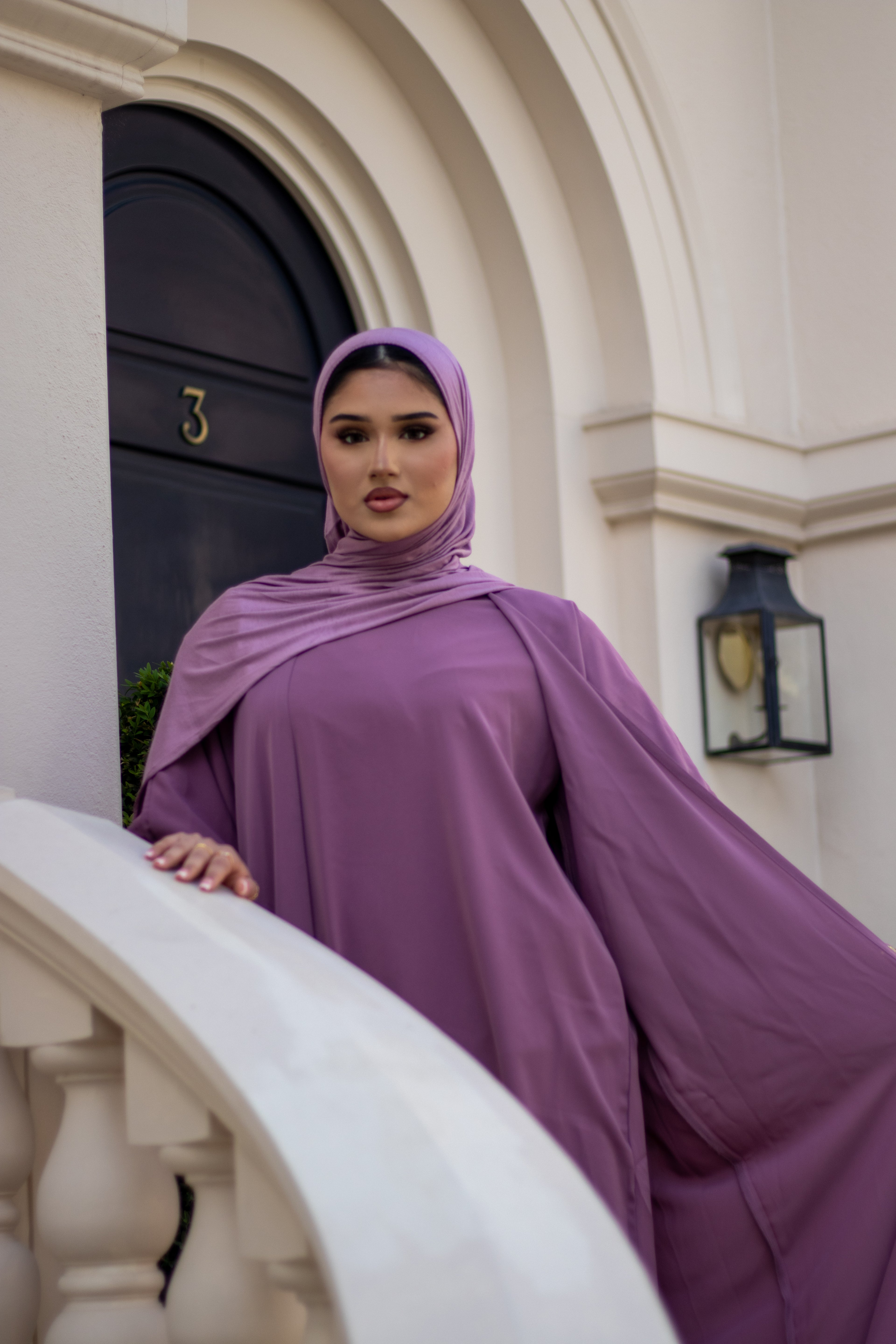Haya Embellished Nida Abaya with Slip and Jersey Hijab