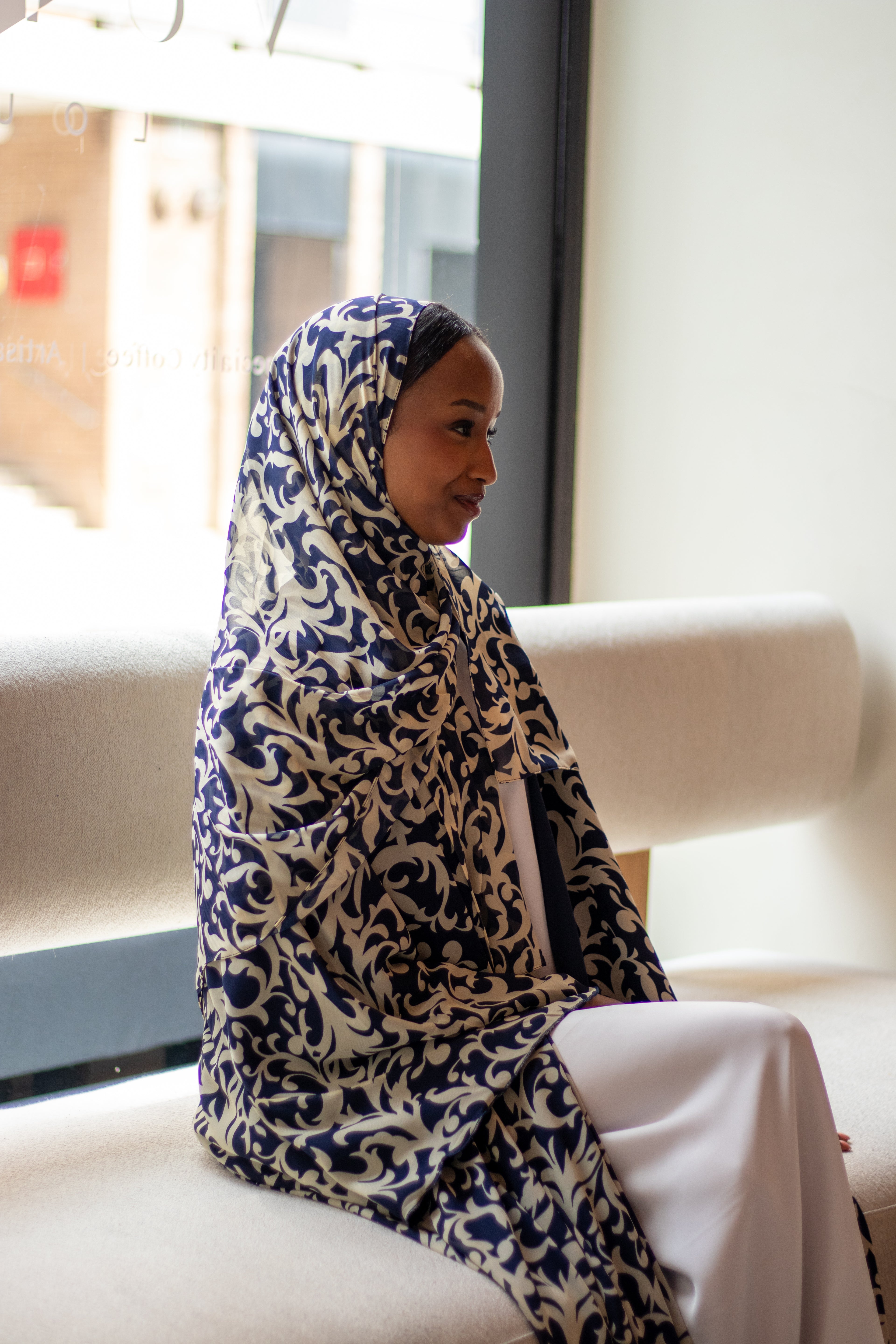 Sabah Abaya with Jersey and Chiffon Hijab + Patterned Hijab