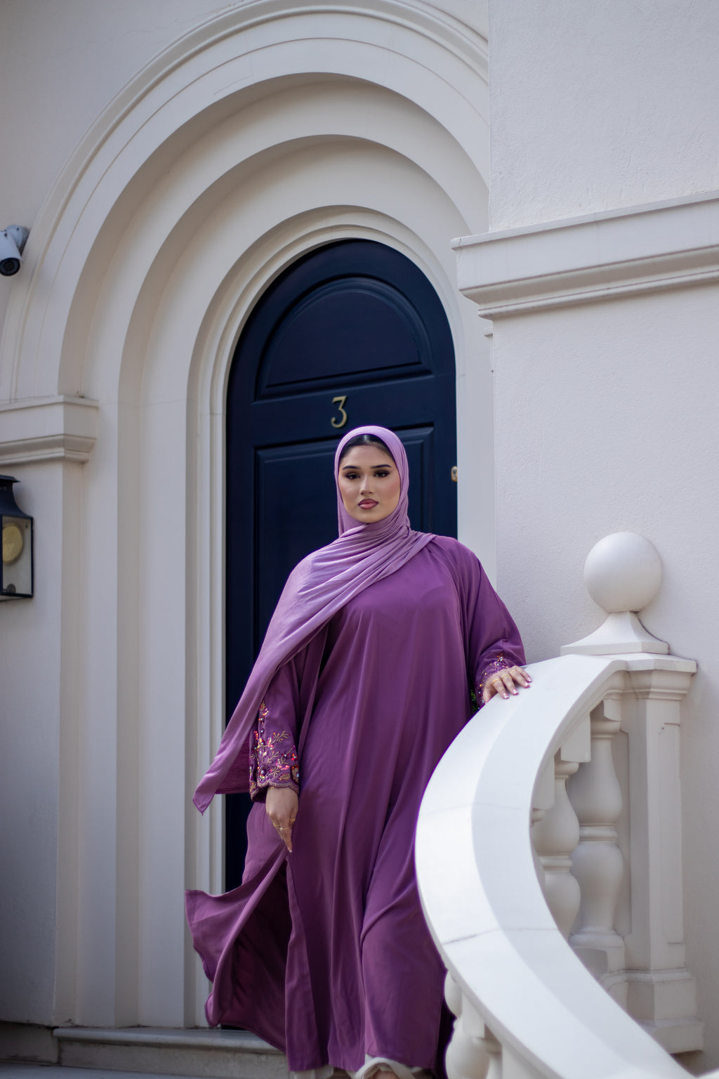 Haya Embellished Nida Abaya with Slip and Jersey Hijab