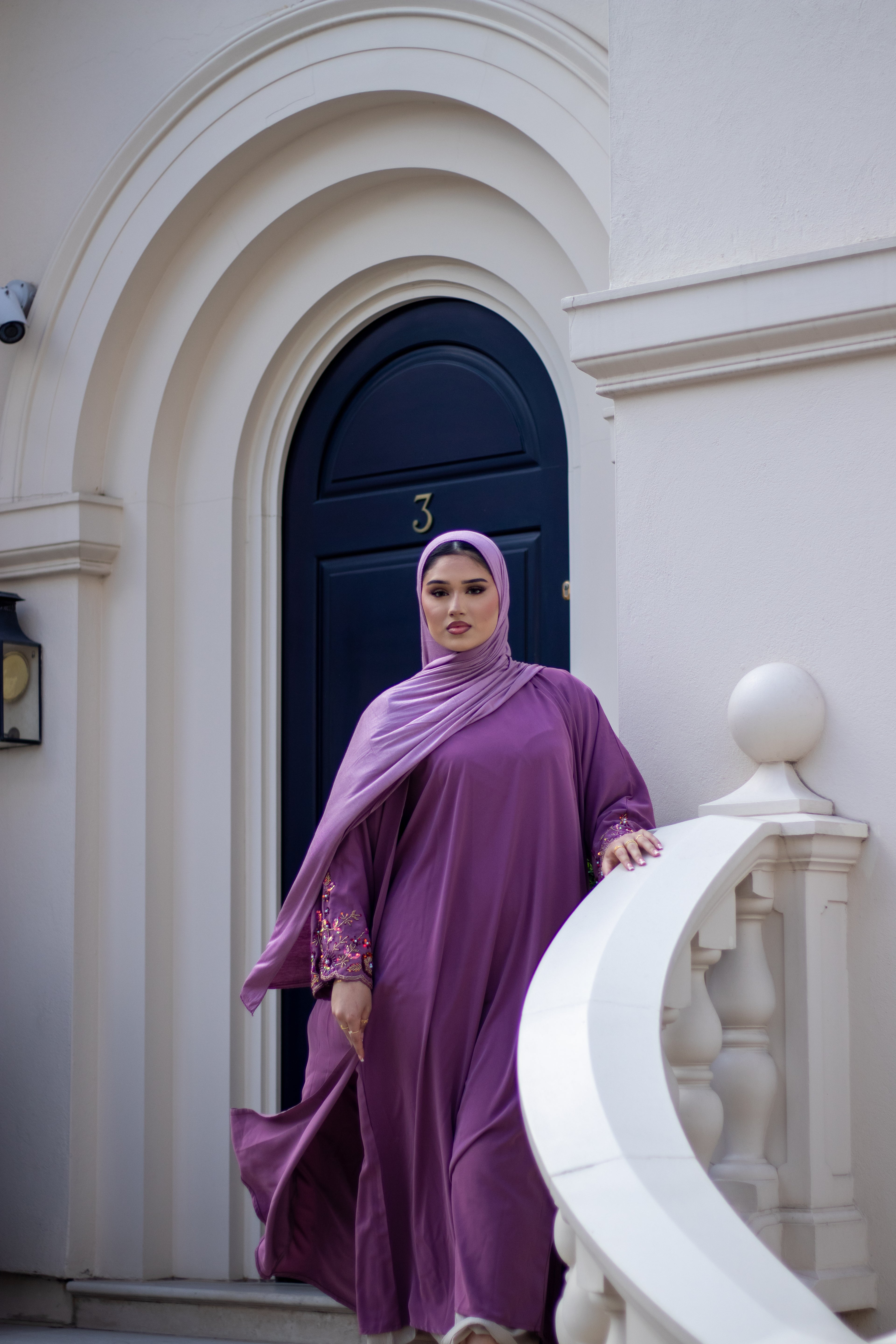 Haya Embellished Nida Abaya with Slip and Jersey Hijab