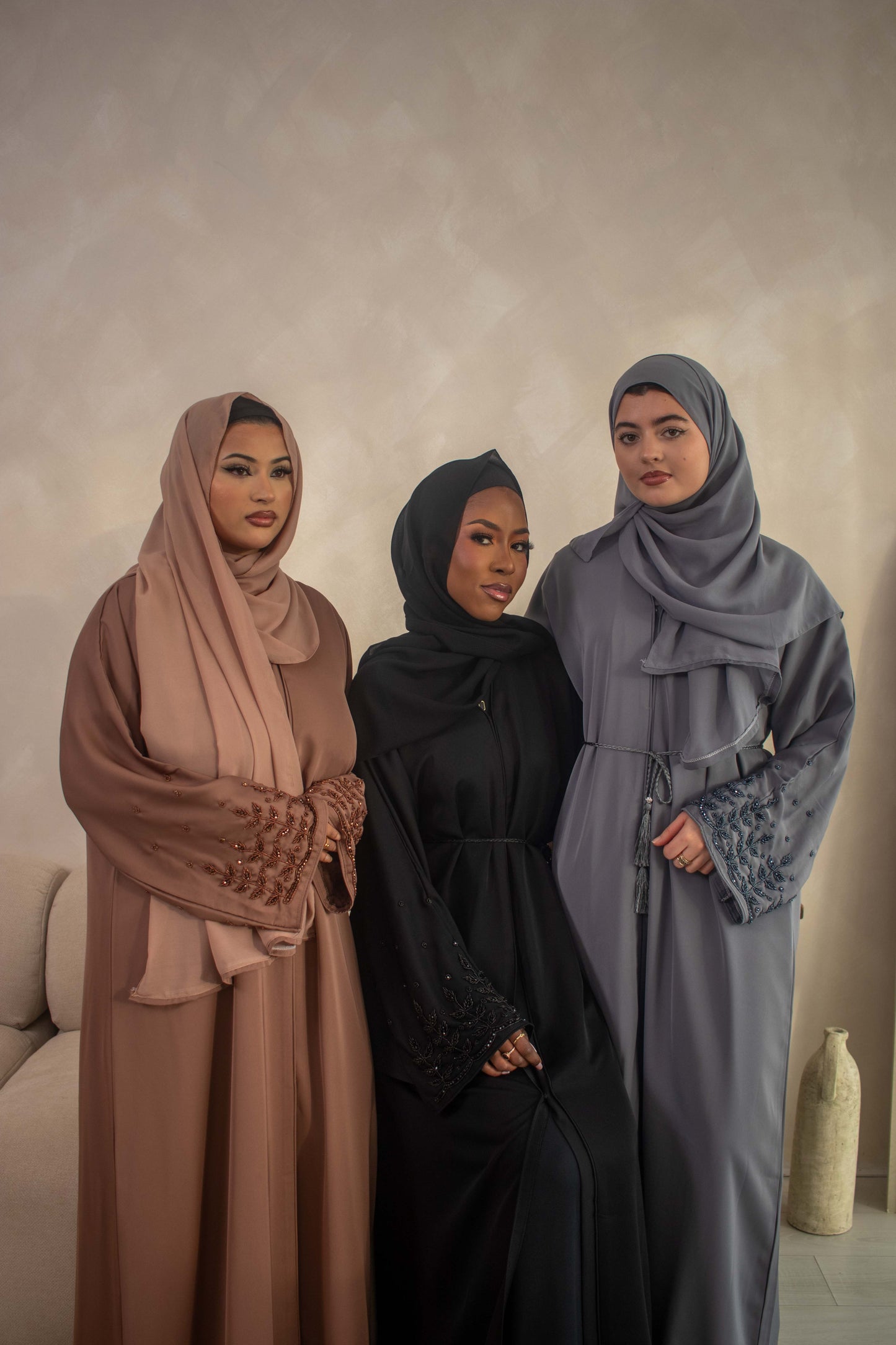 Party/Ramadan Black Embellishments Abaya with Belt and Hijab