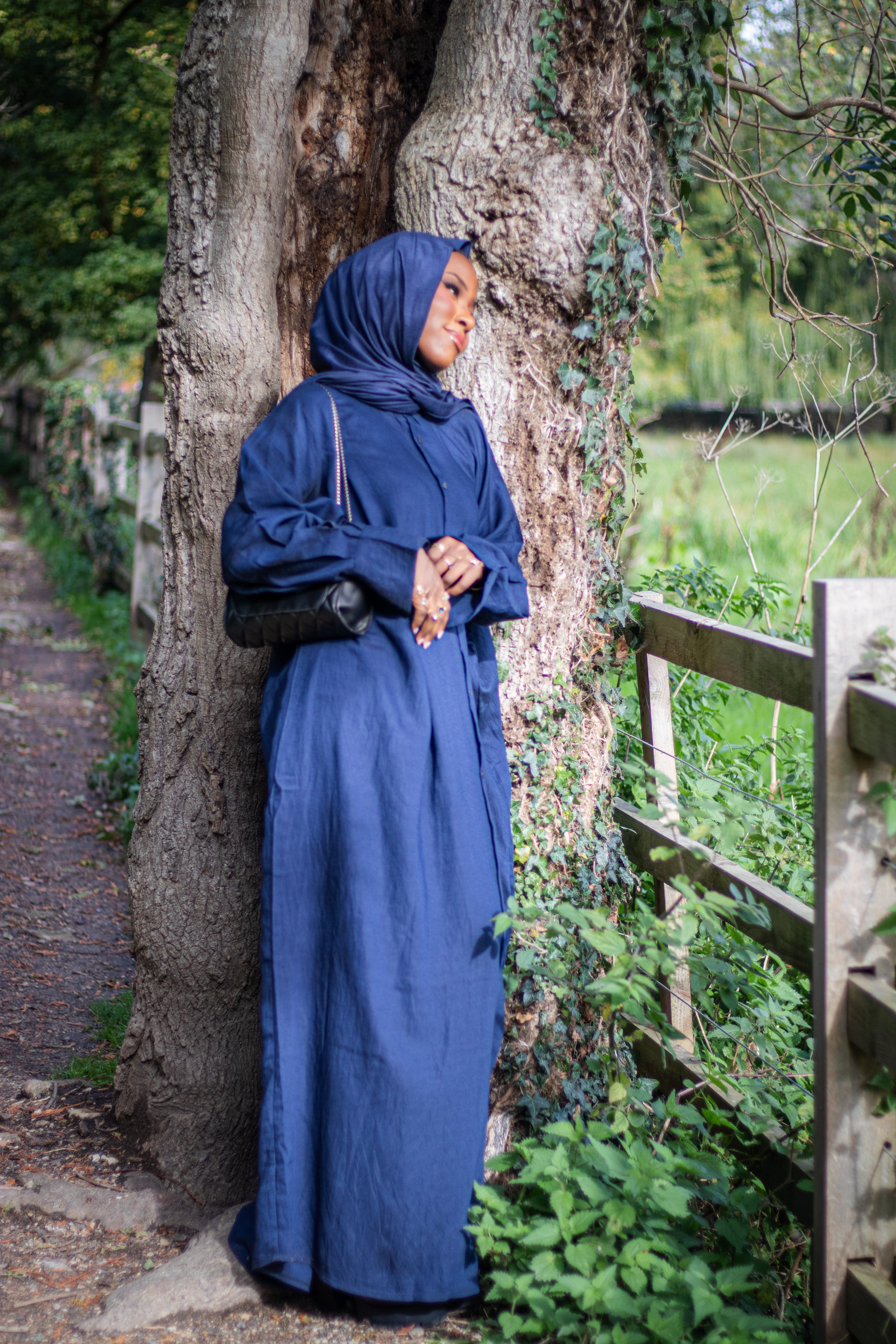 Navy Shirt Abaya Collared with Jersey Hijab