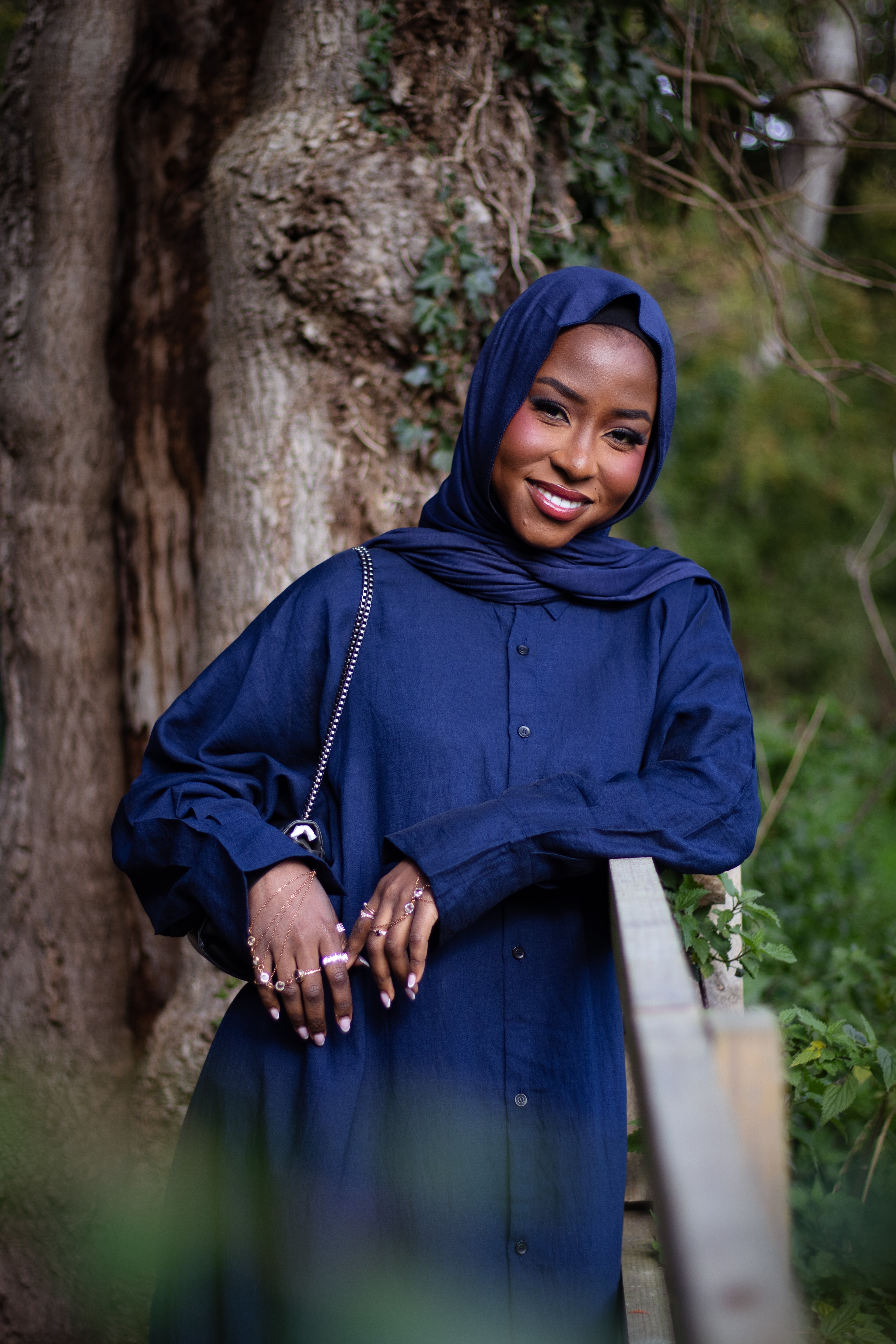 Navy Shirt Abaya Collared with Jersey Hijab