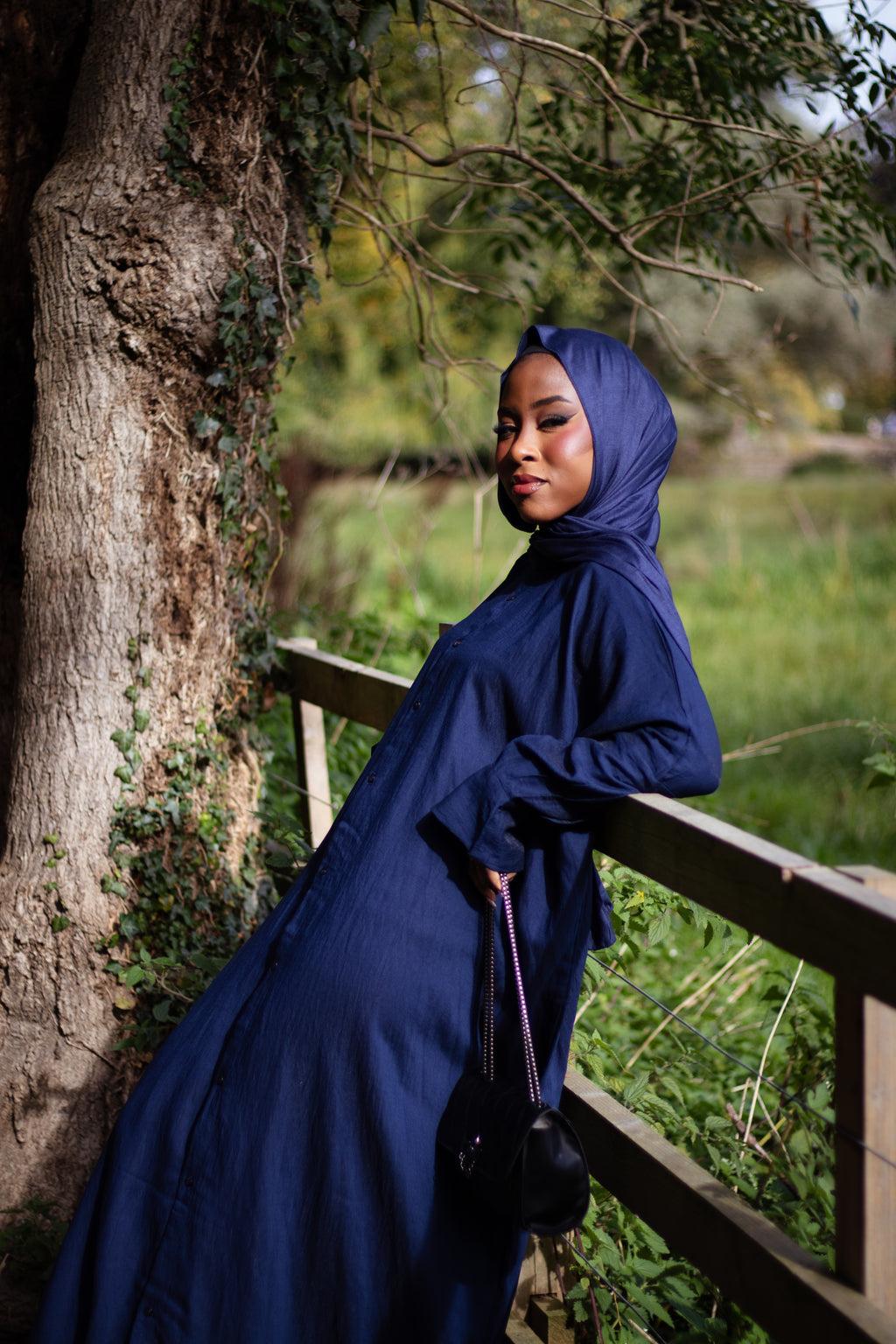 Navy Shirt Abaya Collared with Jersey Hijab