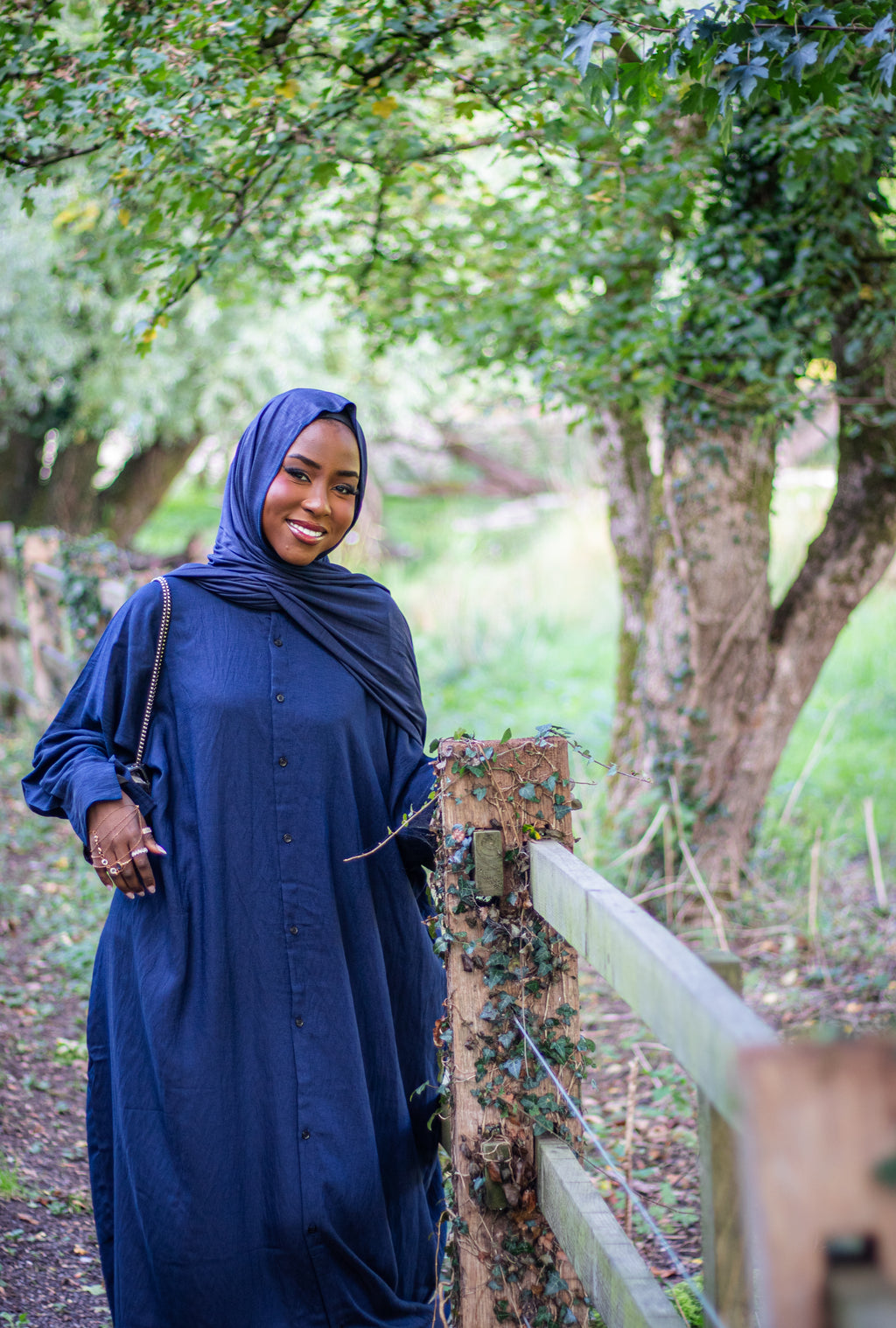 Navy Shirt Abaya Collared with Jersey Hijab