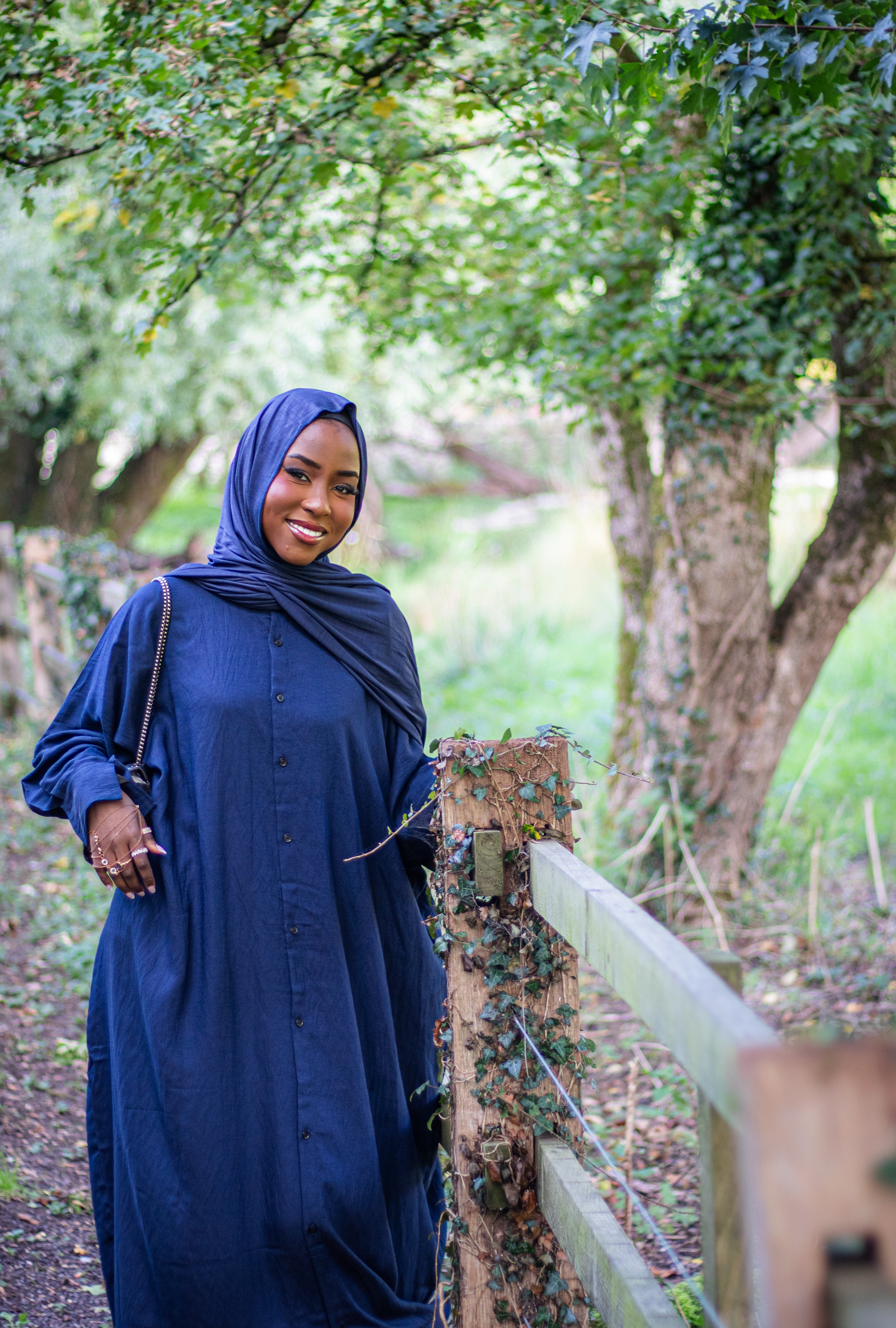 Navy Shirt Abaya Collared with Jersey Hijab
