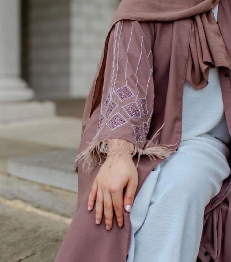 Risha Abaya Brown Embellishments Sleeves