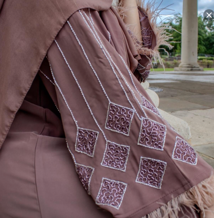 Risha Abaya Brown Embellishments Sleeves