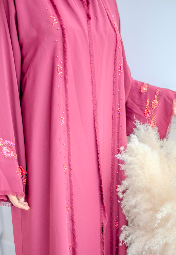 PREMIUM Red Abaya with Embellishments Closed