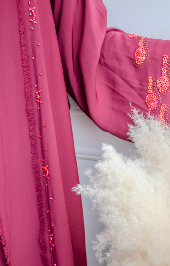 PREMIUM Red Abaya with Embellishments Closed
