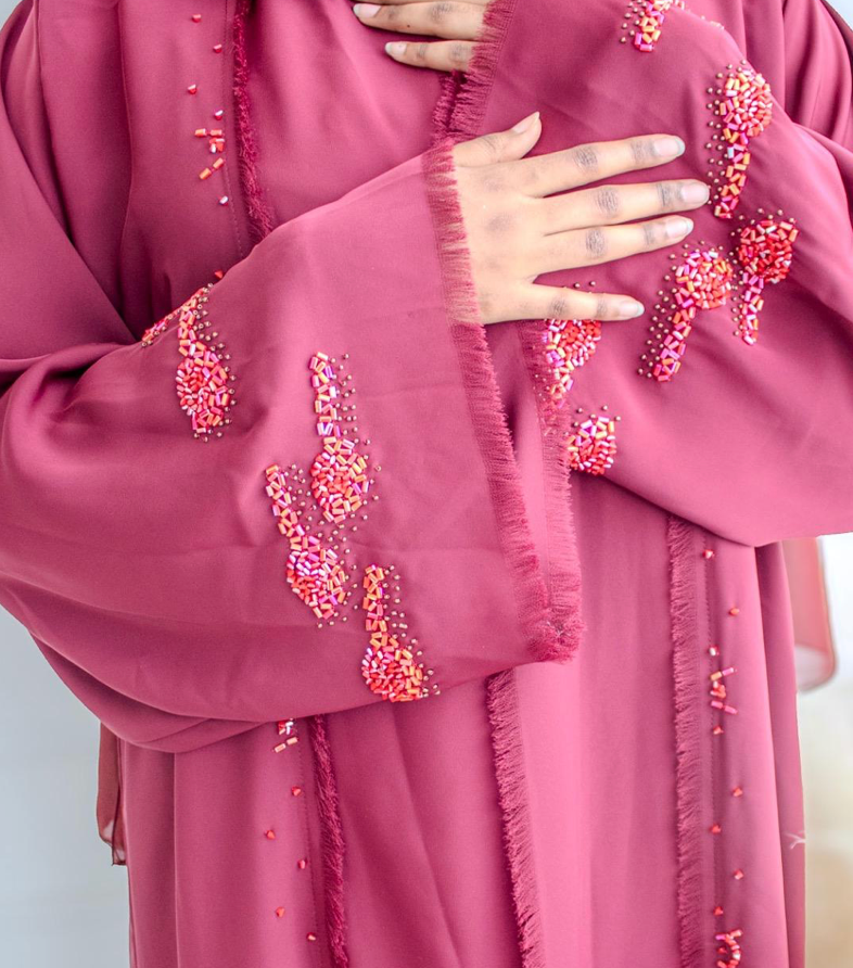 PREMIUM Red Abaya with Embellishments Closed