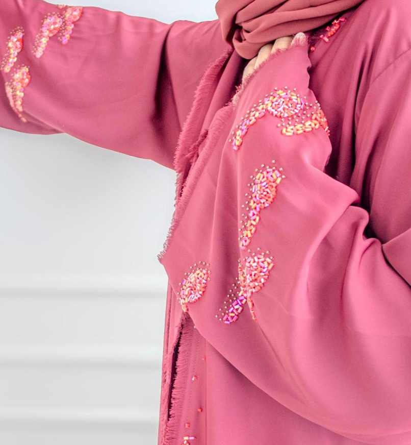 PREMIUM Red Abaya with Embellishments Closed