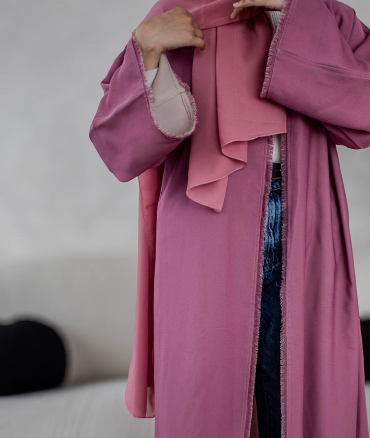 PREMIUM Abaya Open Ruby Cream with Hijab