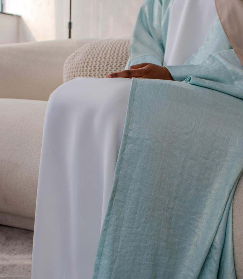 Turquoise Abaya Cardigan Open Shiny Shimmer