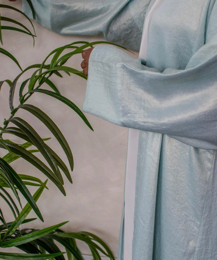 Turquoise Abaya Cardigan Open Shiny Shimmer