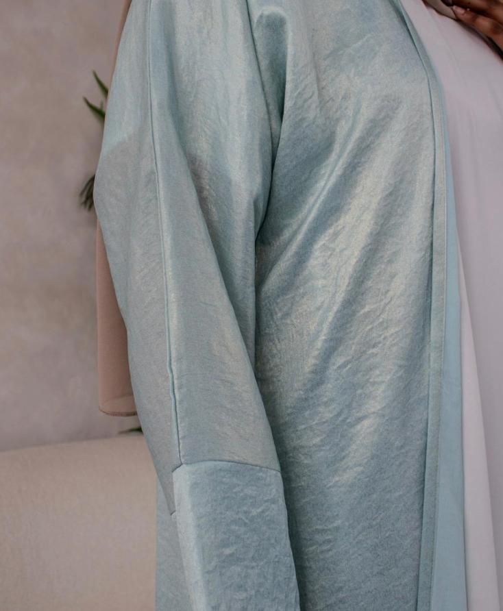 Turquoise Abaya Cardigan Open Shiny Shimmer