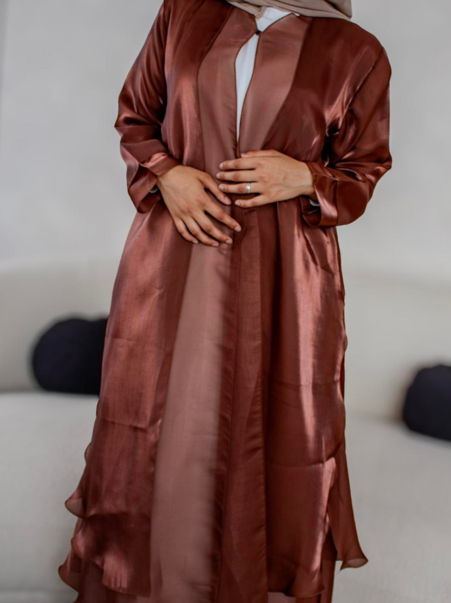 Organza Abaya Layered Open 5 Colours Muslim Fashion