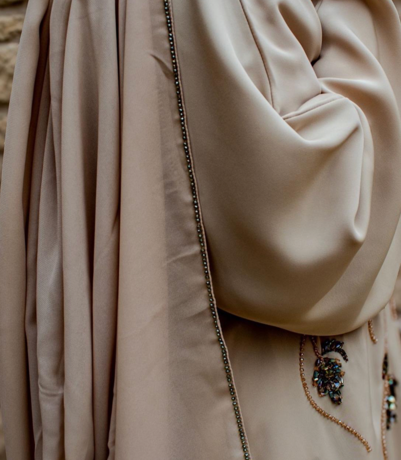 PREMIUM Warda Abaya Beige Coloured Embellishments