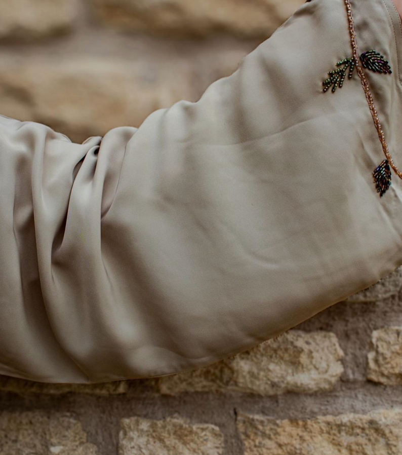 PREMIUM Warda Abaya Beige Coloured Embellishments