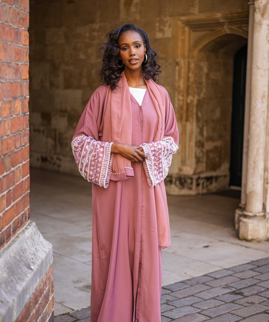 Muslim Embellishment Embroidery Abaya Cream/Brown/Plum/Teal/Maroon/Grey/Coral