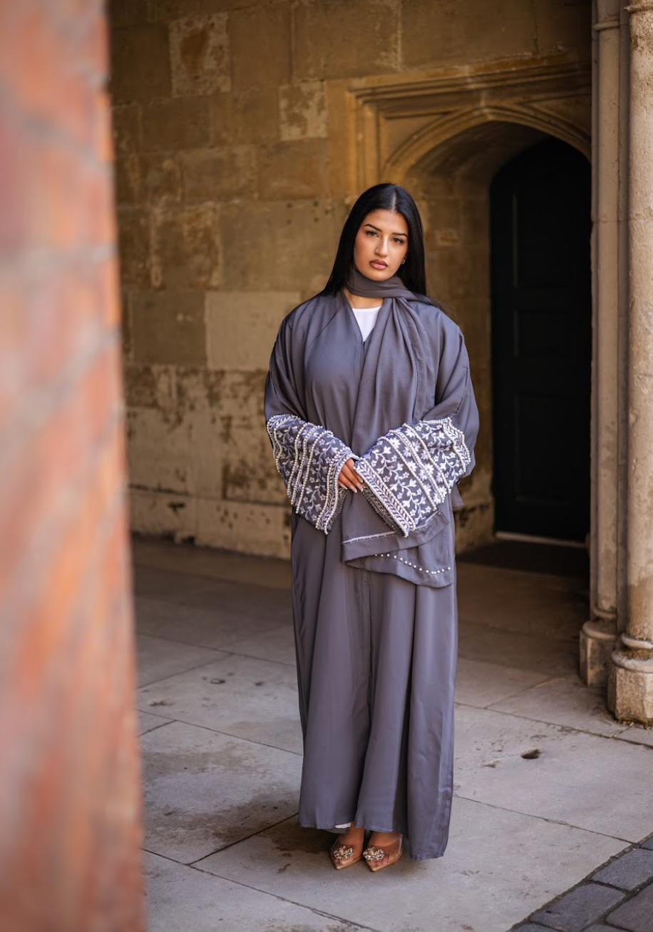 Muslim Embellishment Embroidery Abaya Cream/Brown/Plum/Teal/Maroon/Grey/Coral